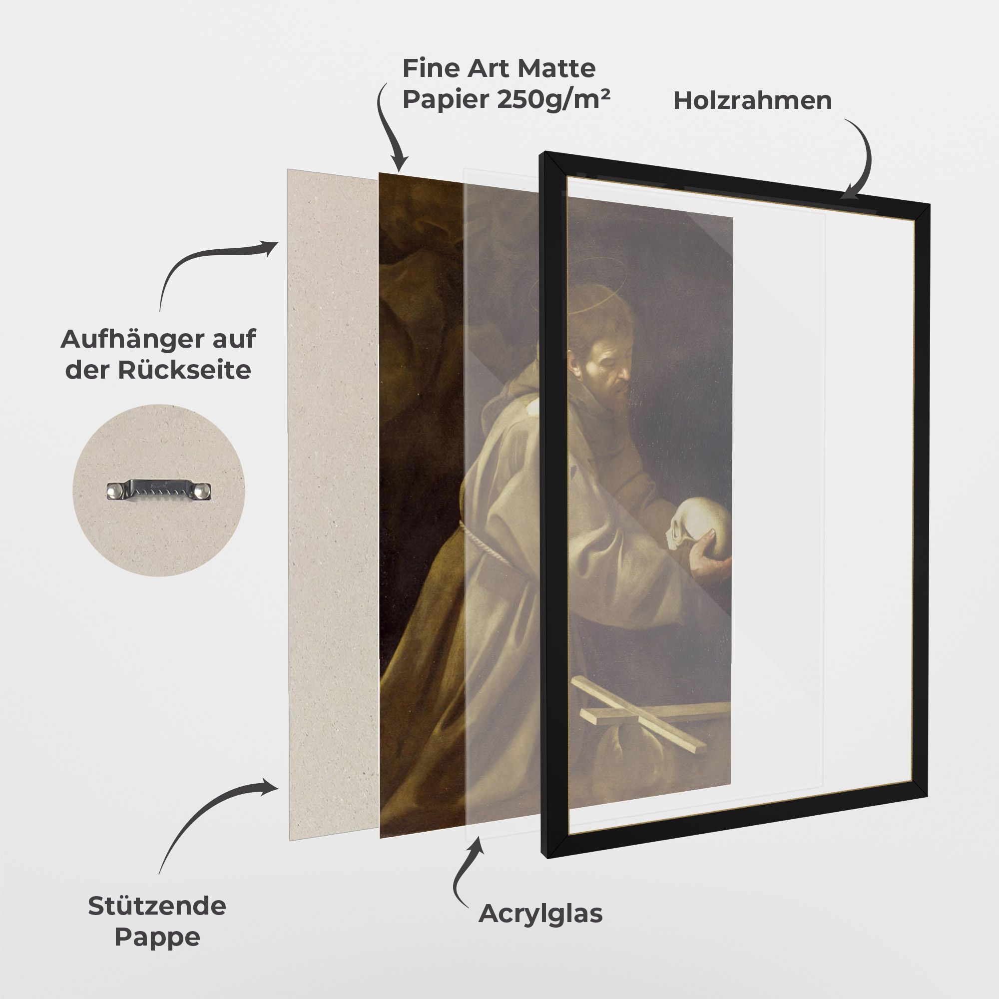 Caravaggio Francis Prayer mockup 1