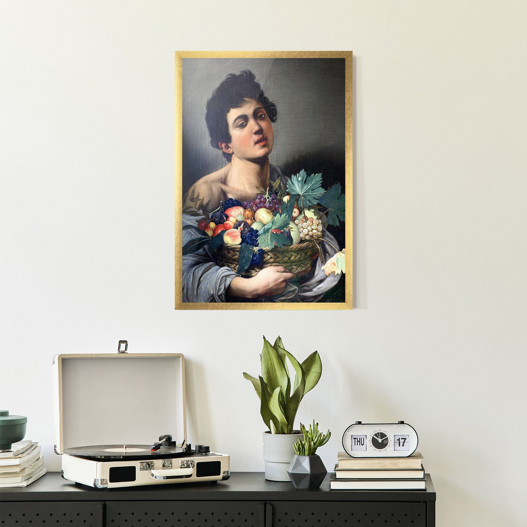 Boy With A Basket Of Fruit mockup 2