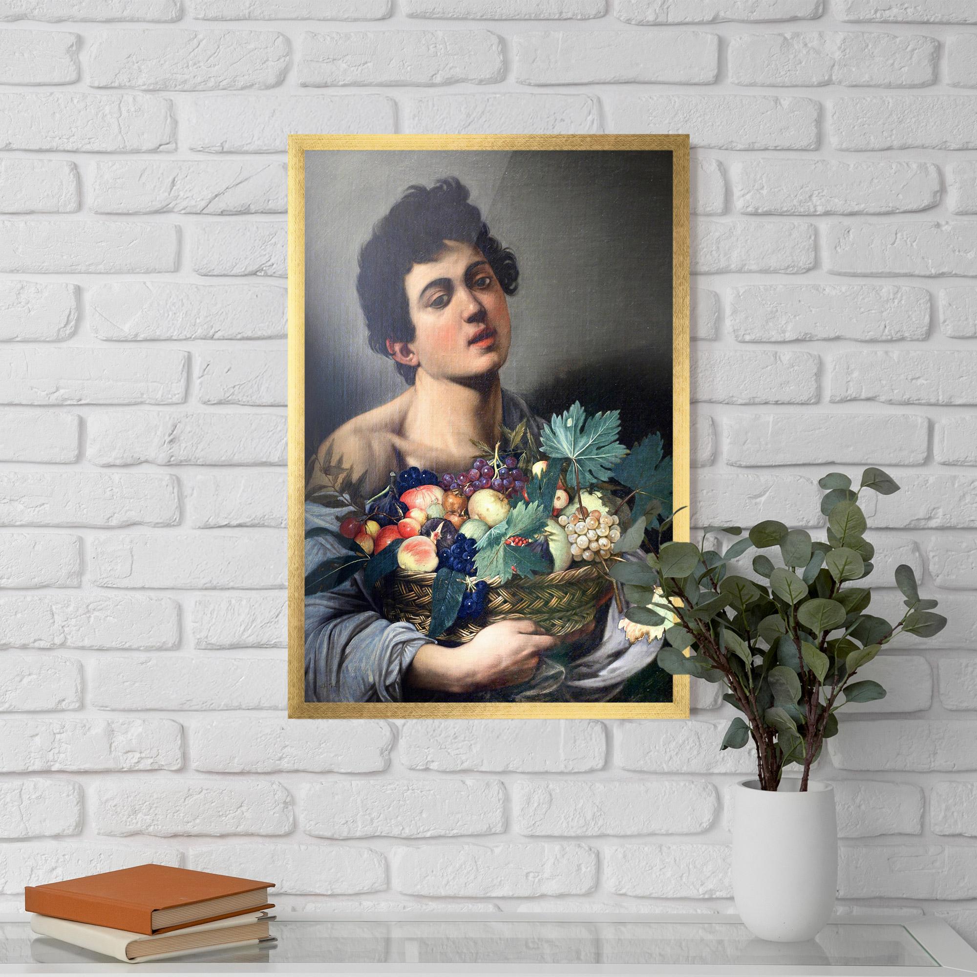 Gerahmte Poster Boy With A Basket Of Fruit mockup 5