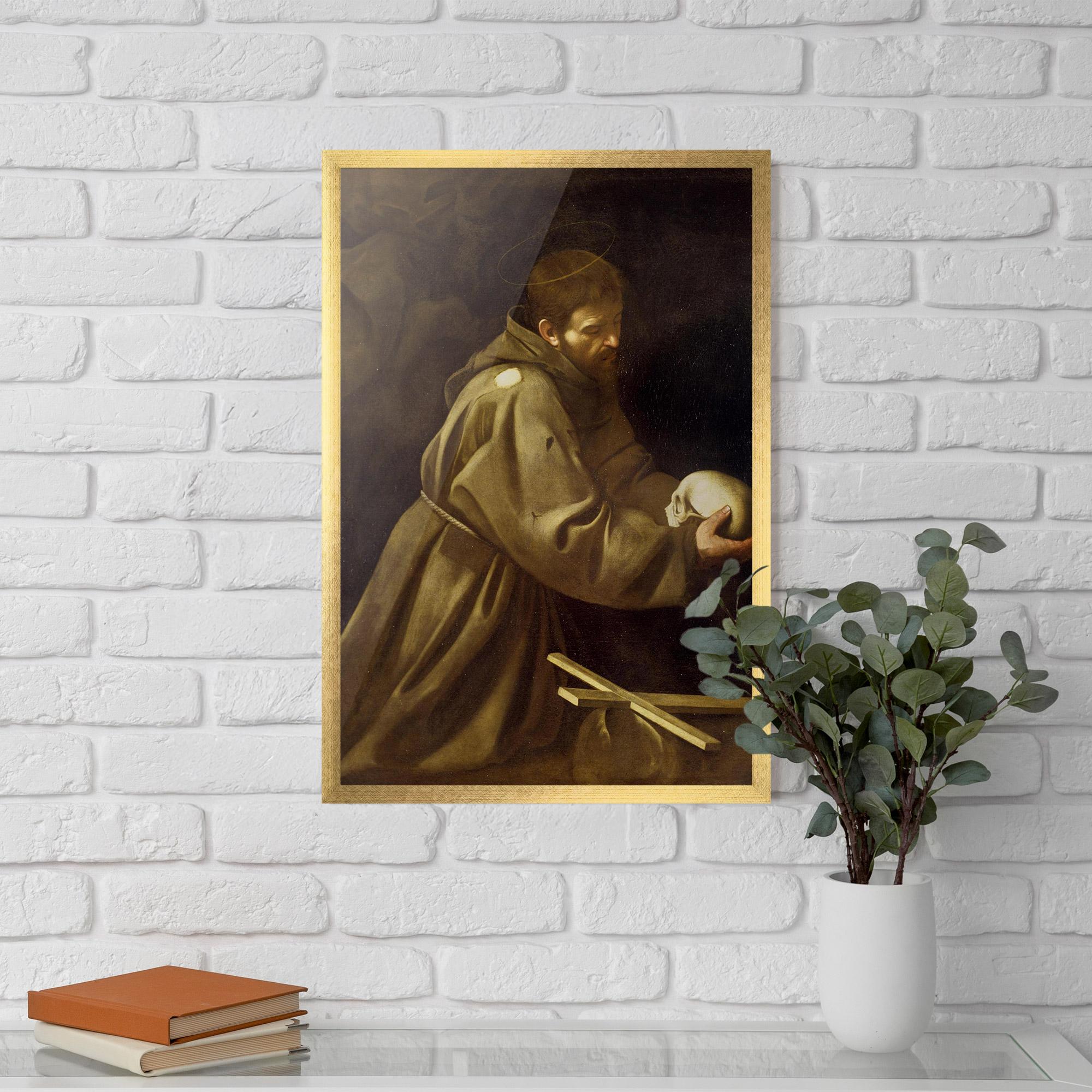 Gerahmte Poster Caravaggio Francis Prayer mockup 5