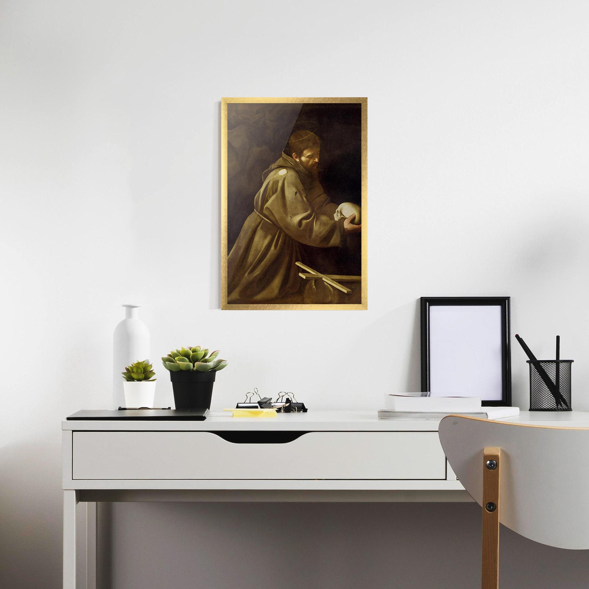 Gerahmte Poster Caravaggio Francis Prayer mockup 7