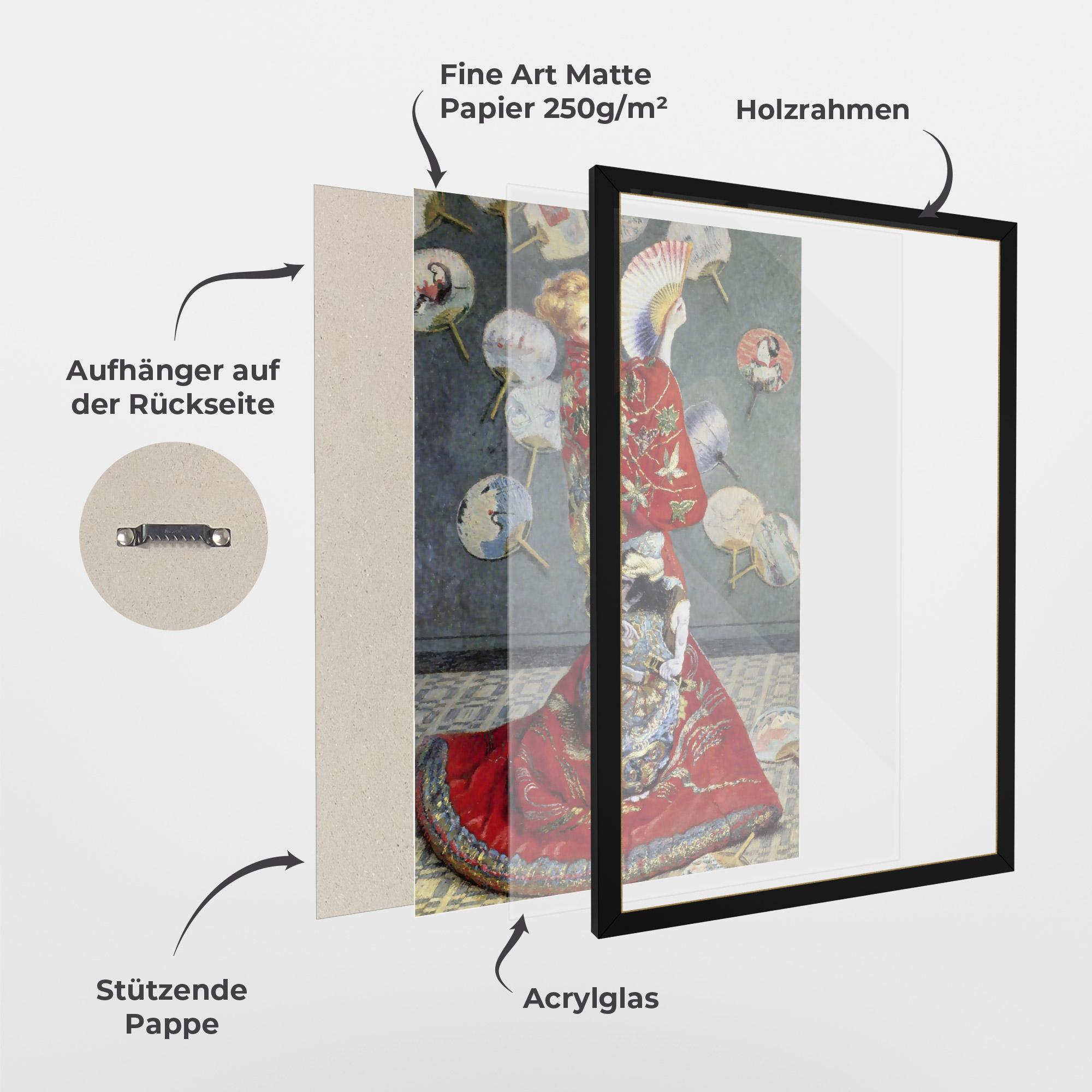 Gerahmte Poster Camille Monet In Japanese Costume mockup 1