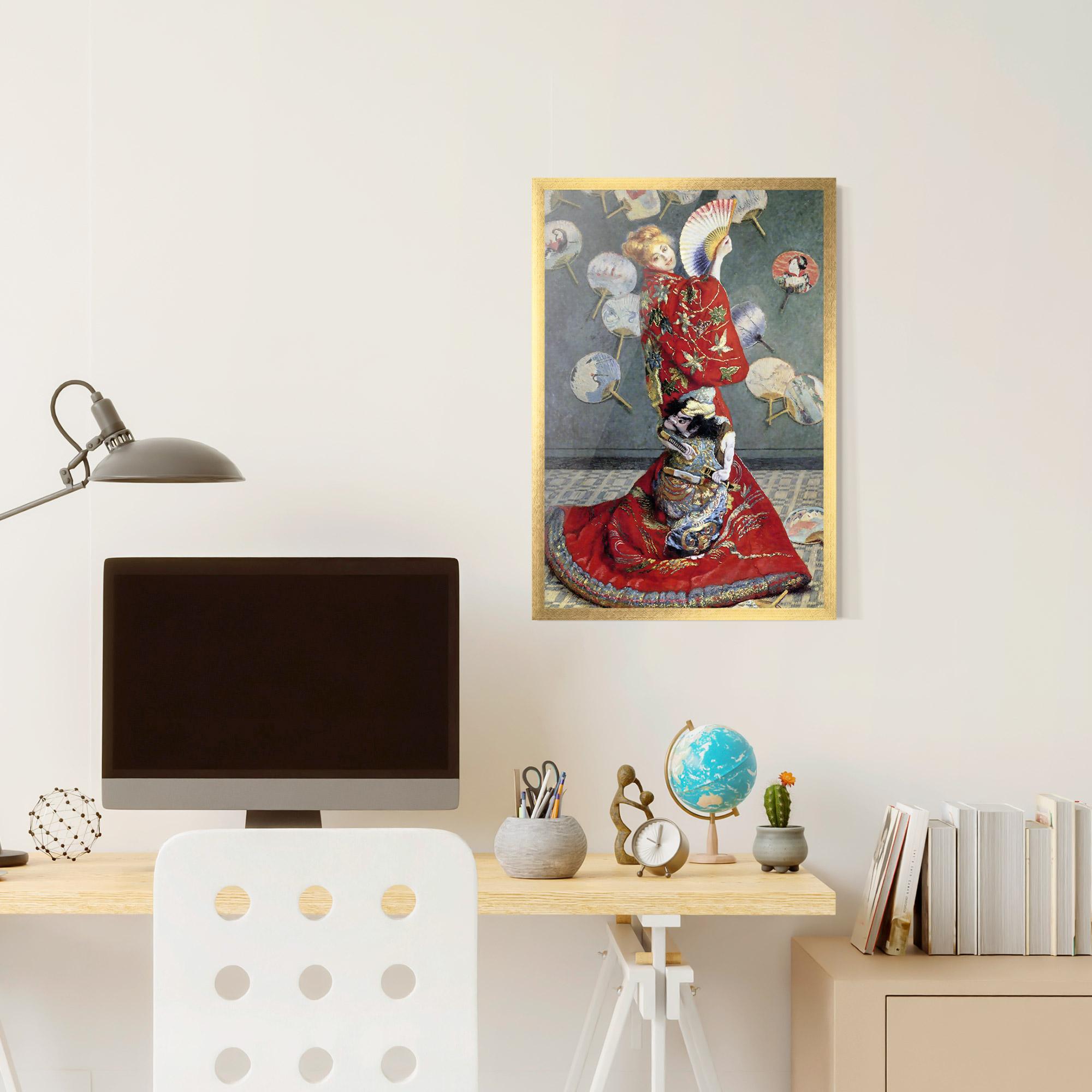 Gerahmte Poster Camille Monet In Japanese Costume mockup 6