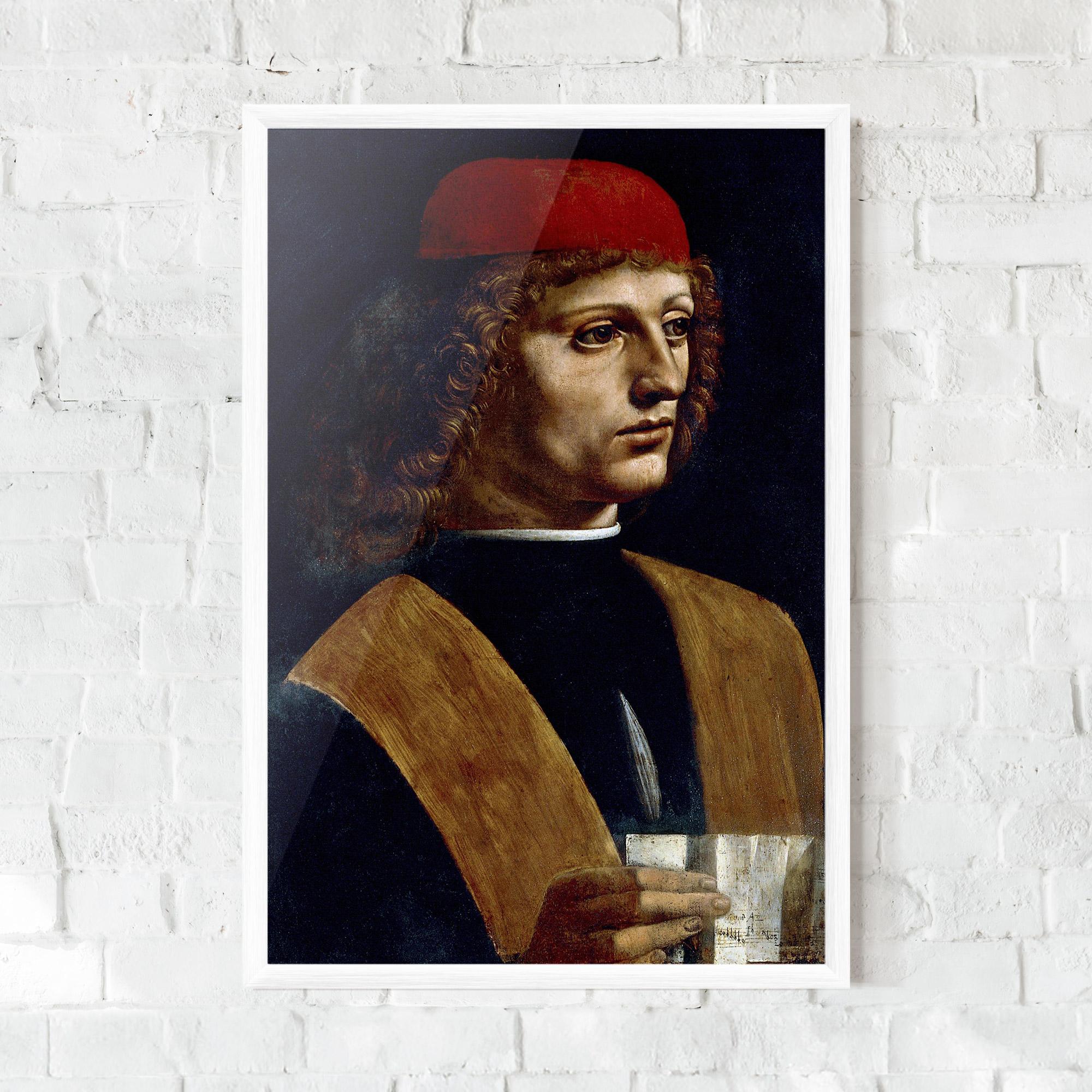Gerahmte Poster Leonardo Da Vinci's The Portrait Of A Musician mockup 0