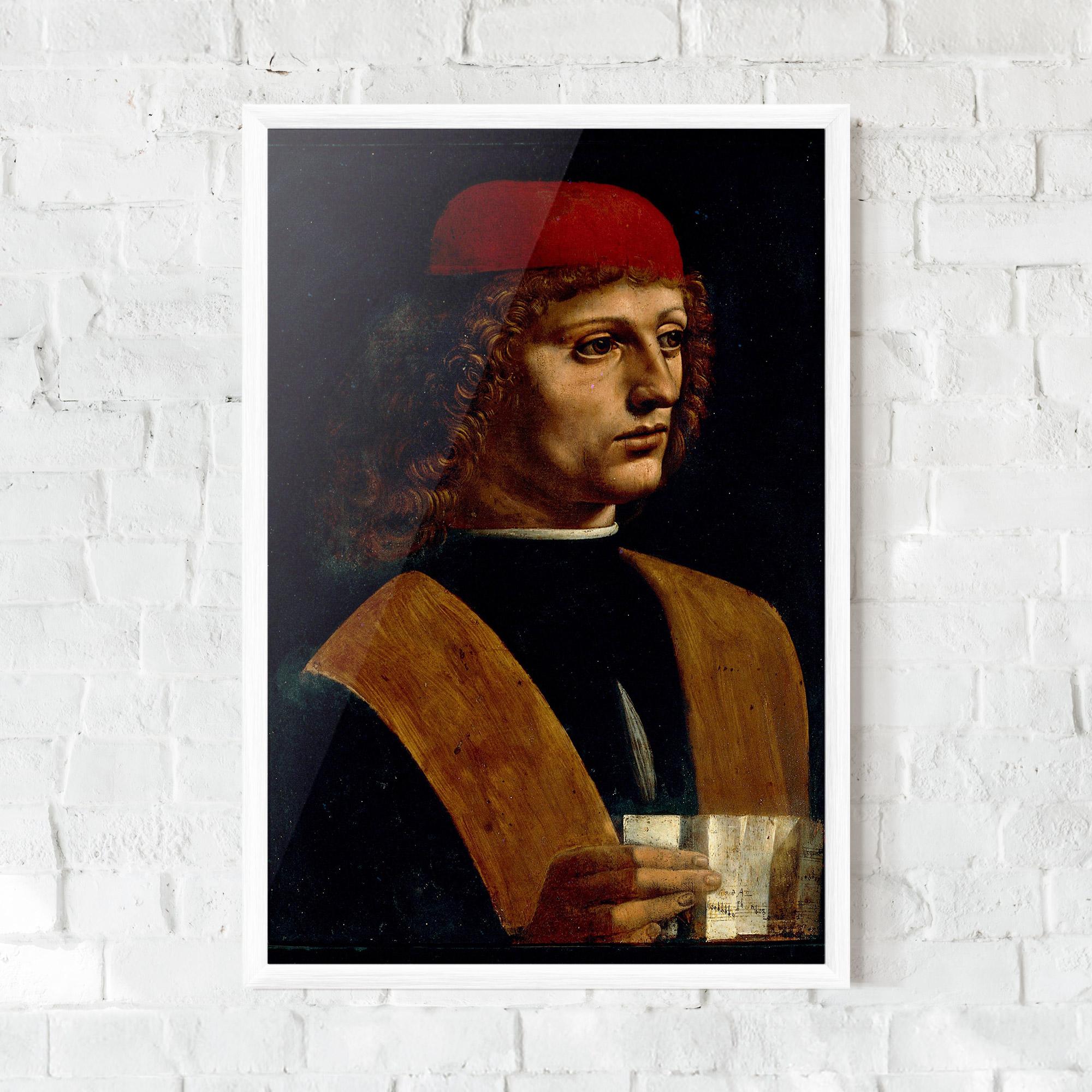 Gerahmte Poster Leonardo Da Vinci Portrait Of A Musician Pinacoteca Ambrosiana mockup 0