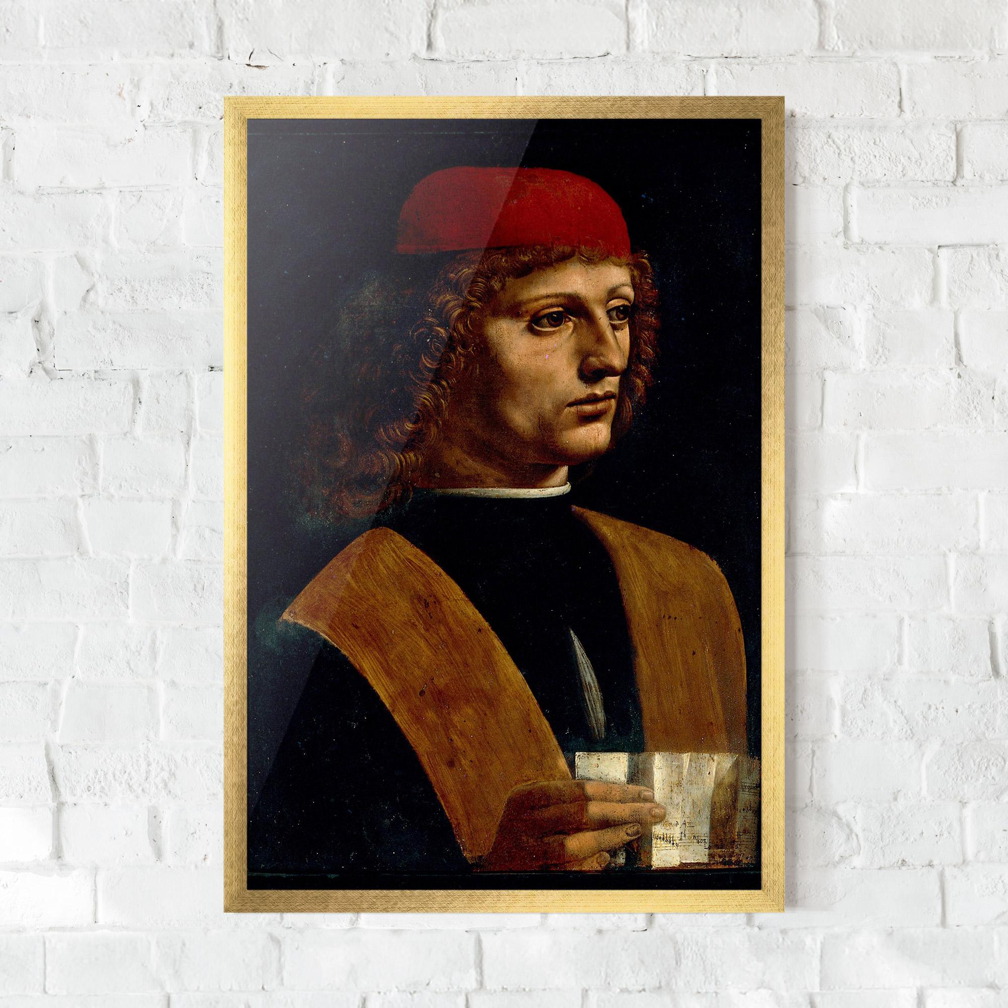Gerahmte Poster Leonardo Da Vinci Portrait Of A Musician Pinacoteca Ambrosiana mockup 0
