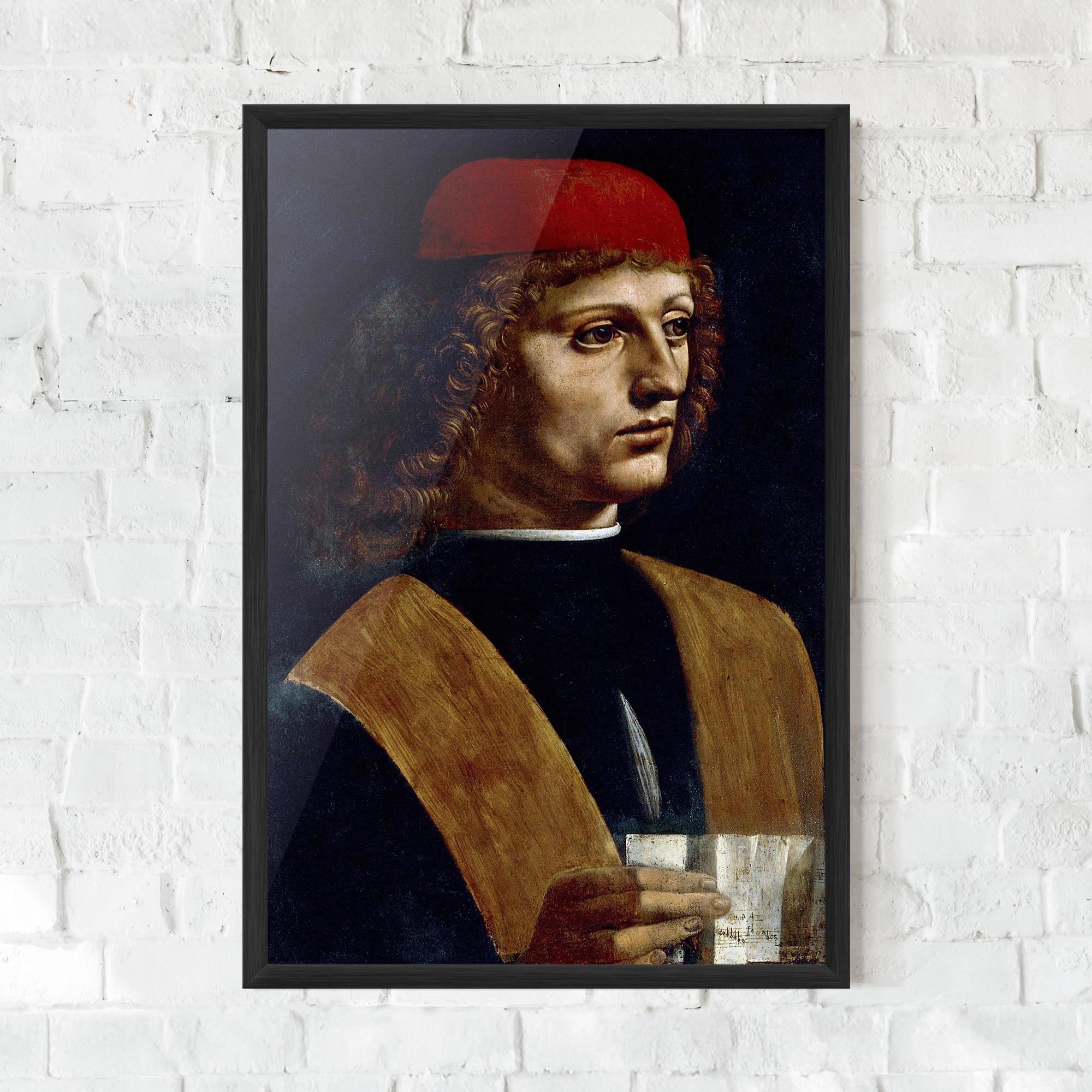 Gerahmte Poster Leonardo Da Vinci's The Portrait Of A Musician mockup 0