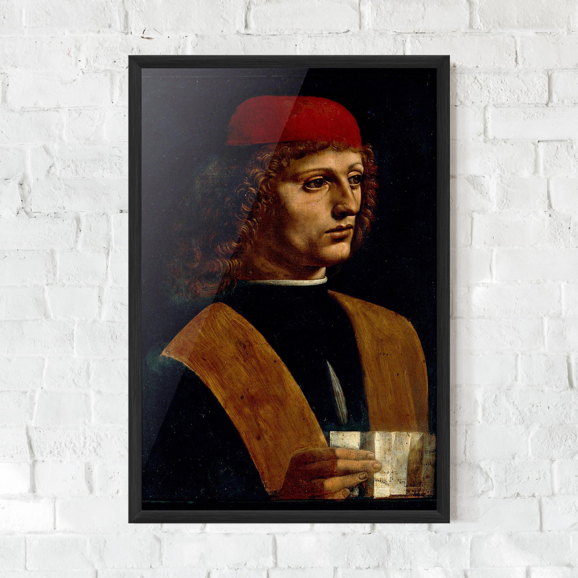 Gerahmte Poster Leonardo Da Vinci Portrait Of A Musician Pinacoteca Ambrosiana mockup 0