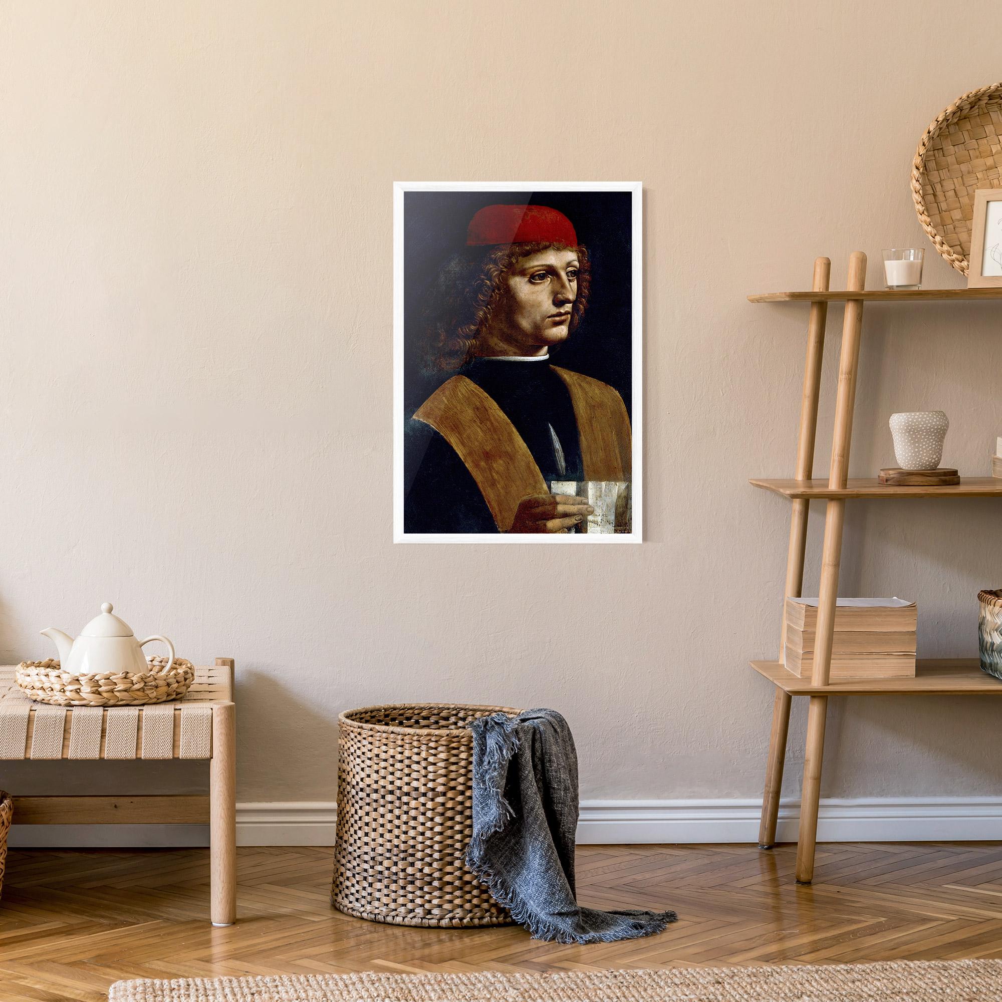 Gerahmte Poster Leonardo Da Vinci's The Portrait Of A Musician mockup 9