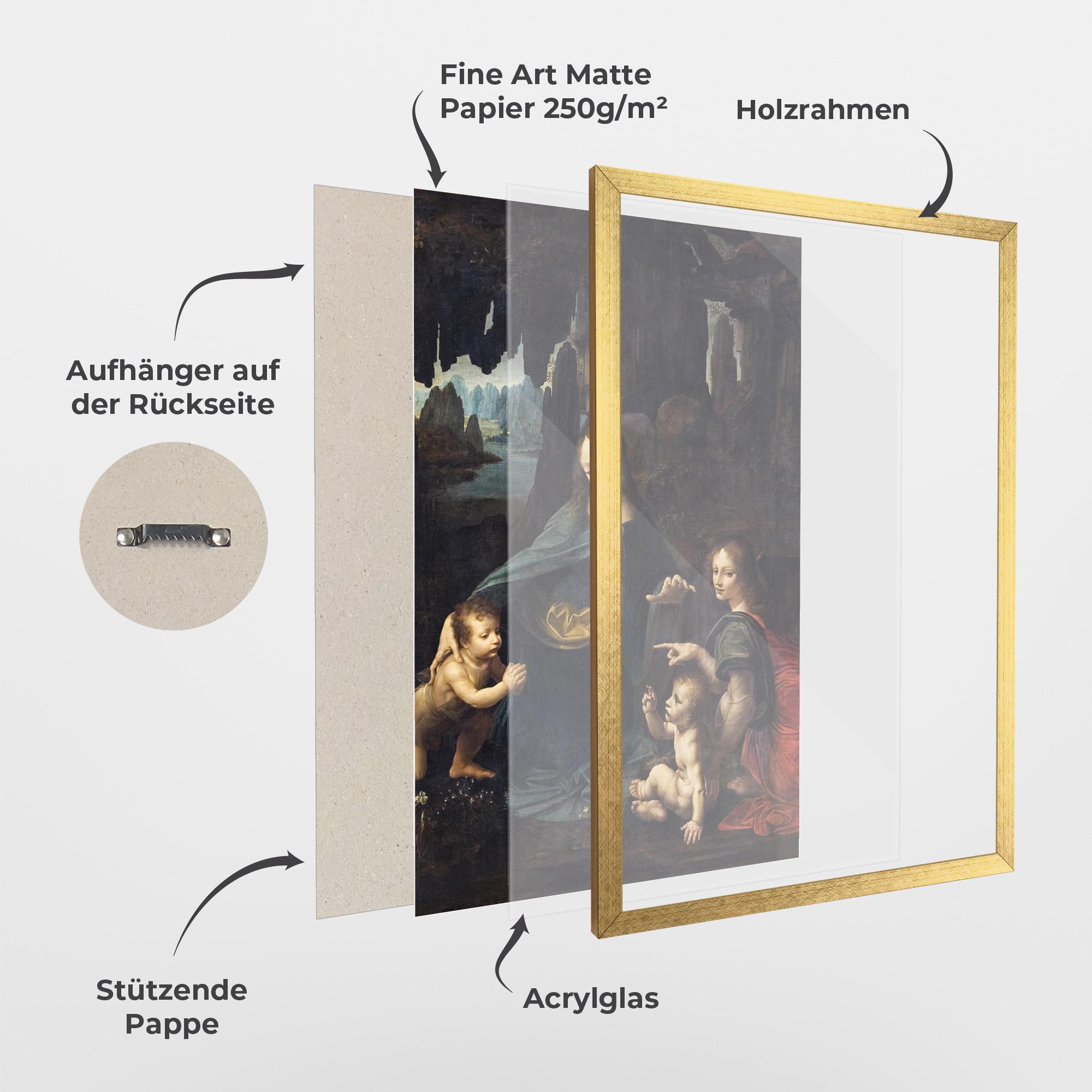 Gerahmte Poster The Virgin Of The Rocks Leonardo Da Vinci mockup 1