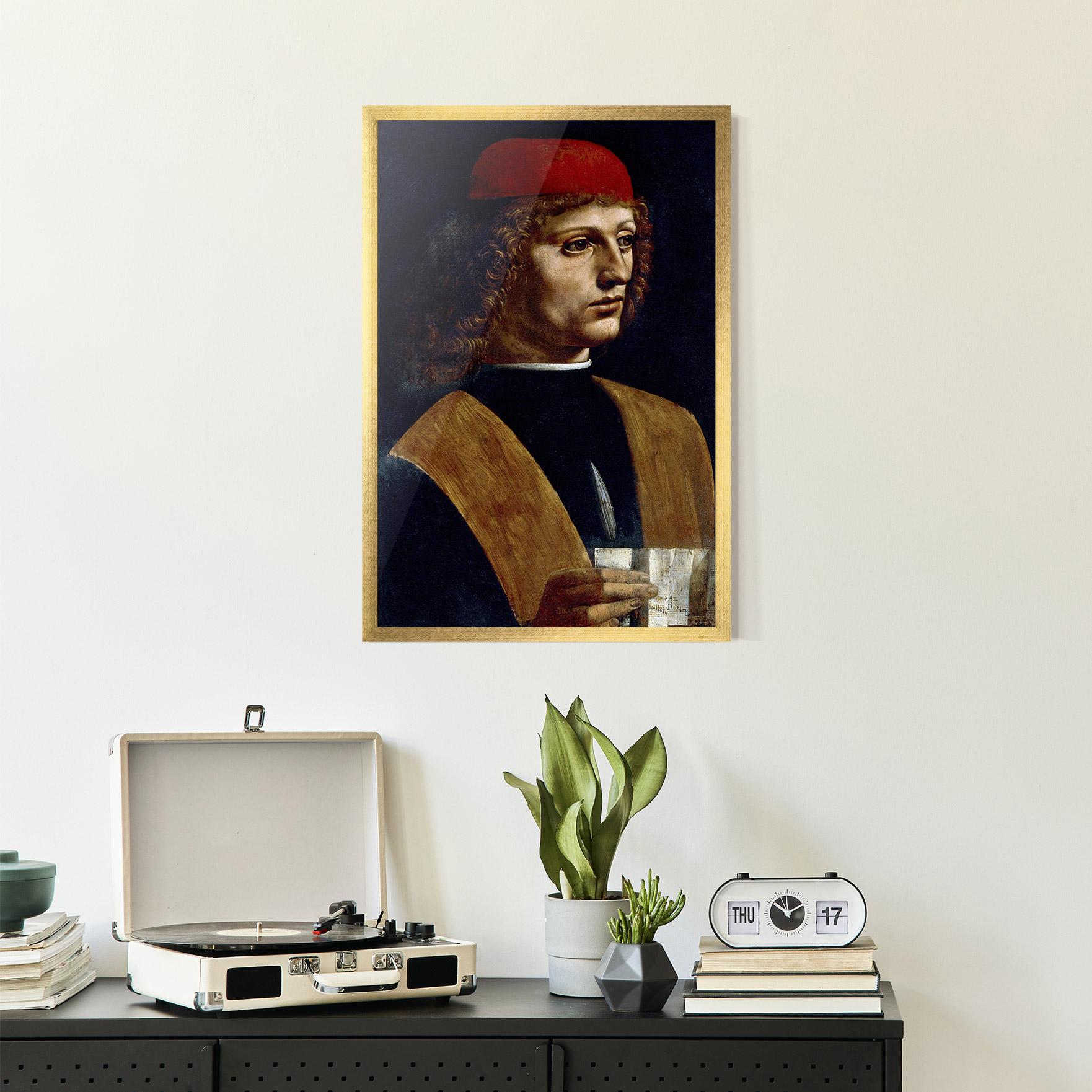 Gerahmte Poster Leonardo Da Vinci's The Portrait Of A Musician mockup 2