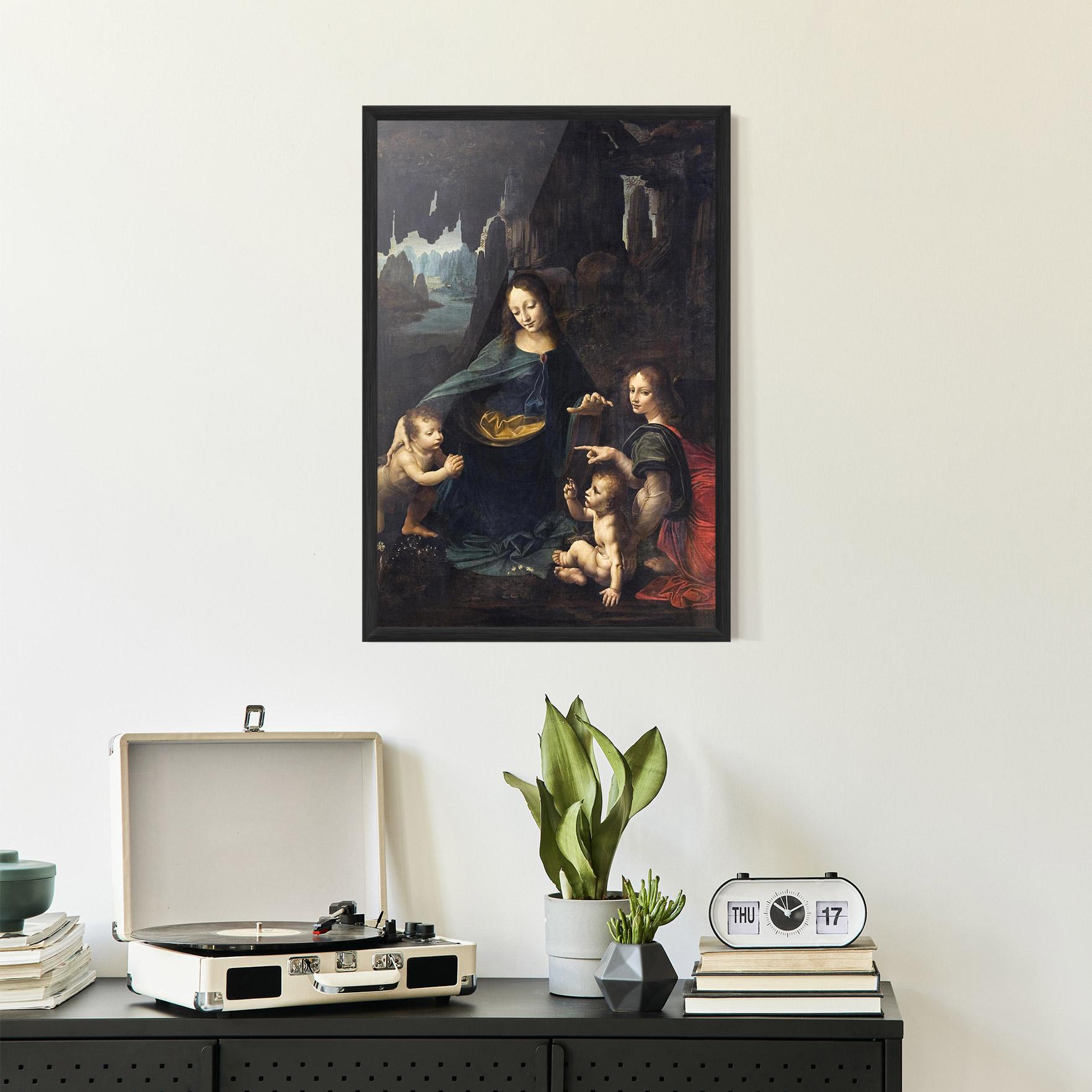 Gerahmte Poster The Virgin Of The Rocks Leonardo Da Vinci mockup 2