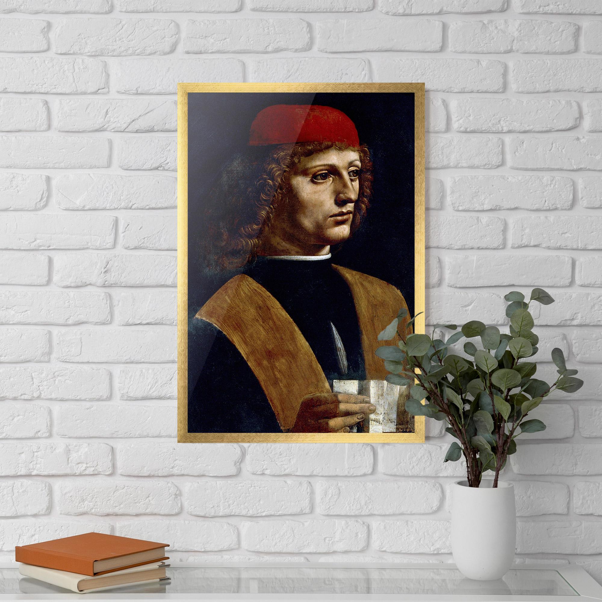Gerahmte Poster Leonardo Da Vinci's The Portrait Of A Musician mockup 5
