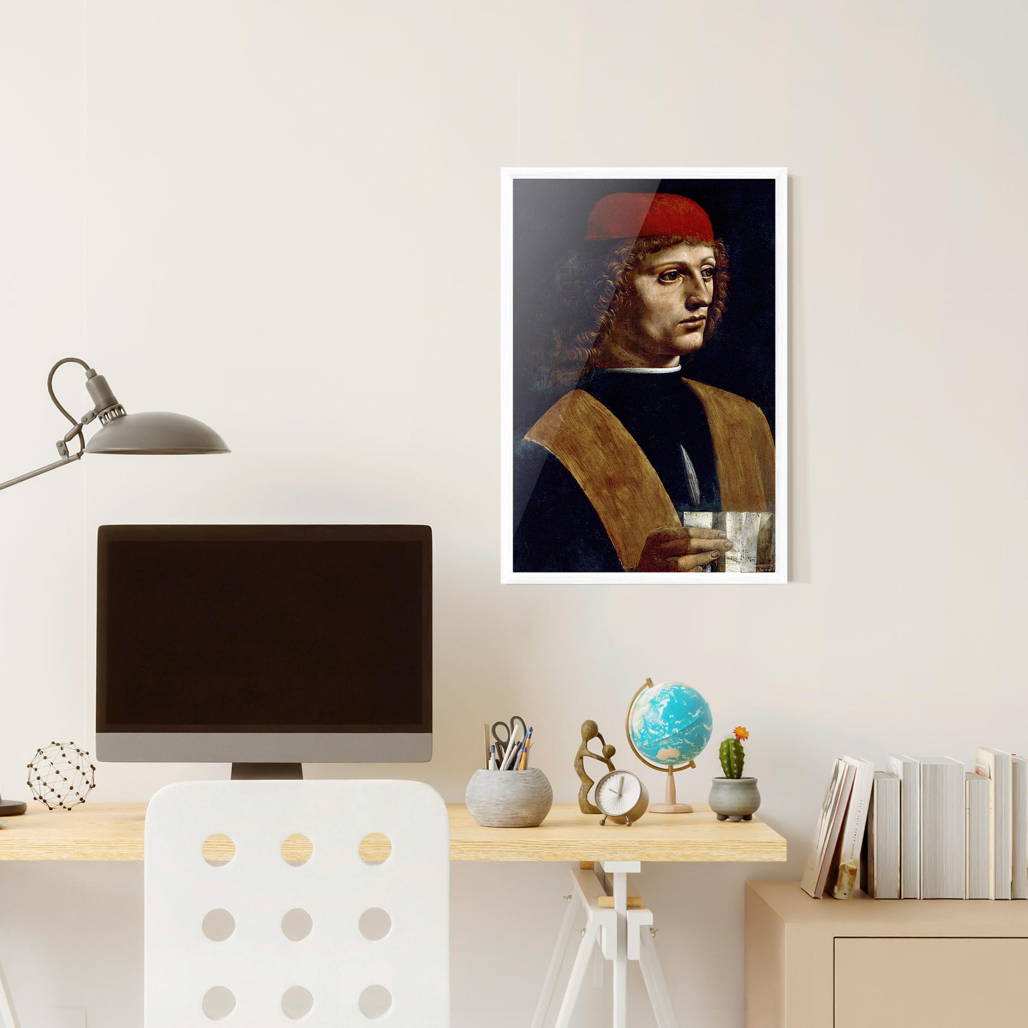 Gerahmte Poster Leonardo Da Vinci's The Portrait Of A Musician mockup 6