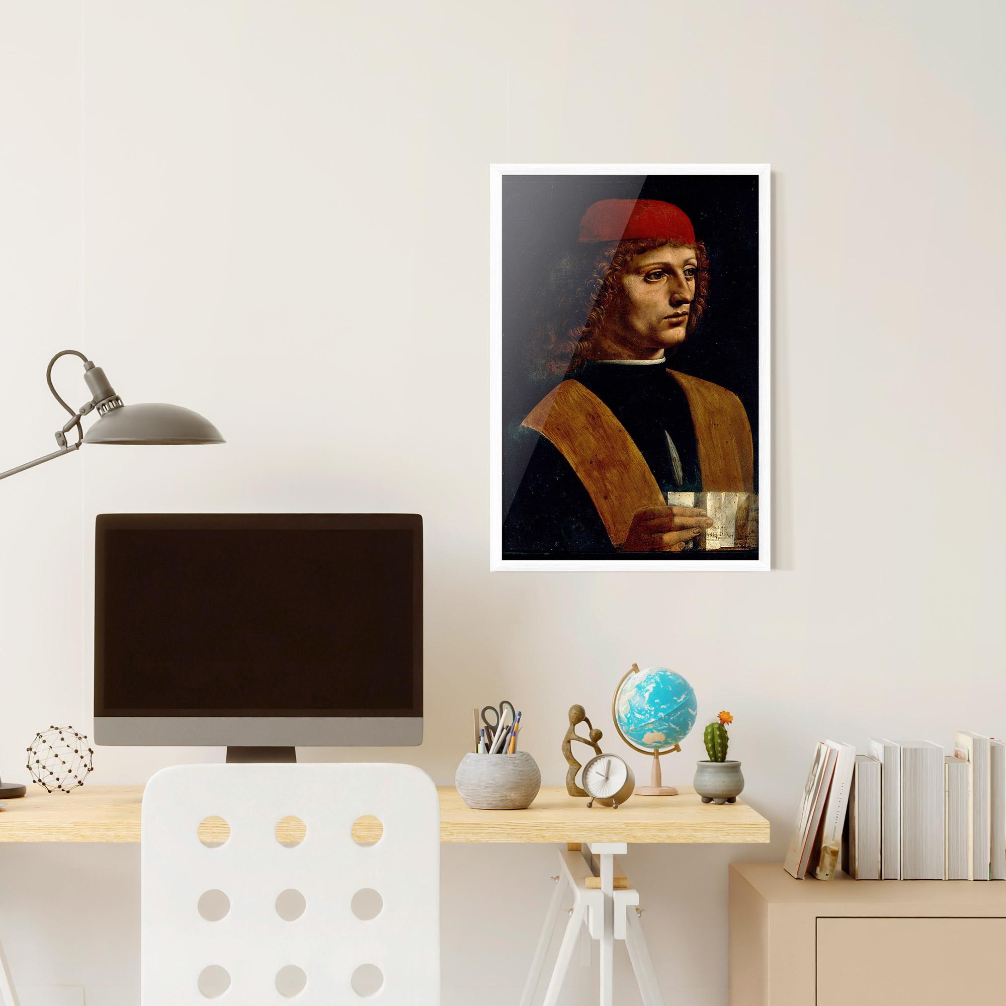 Gerahmte Poster Leonardo Da Vinci Portrait Of A Musician Pinacoteca Ambrosiana mockup 6