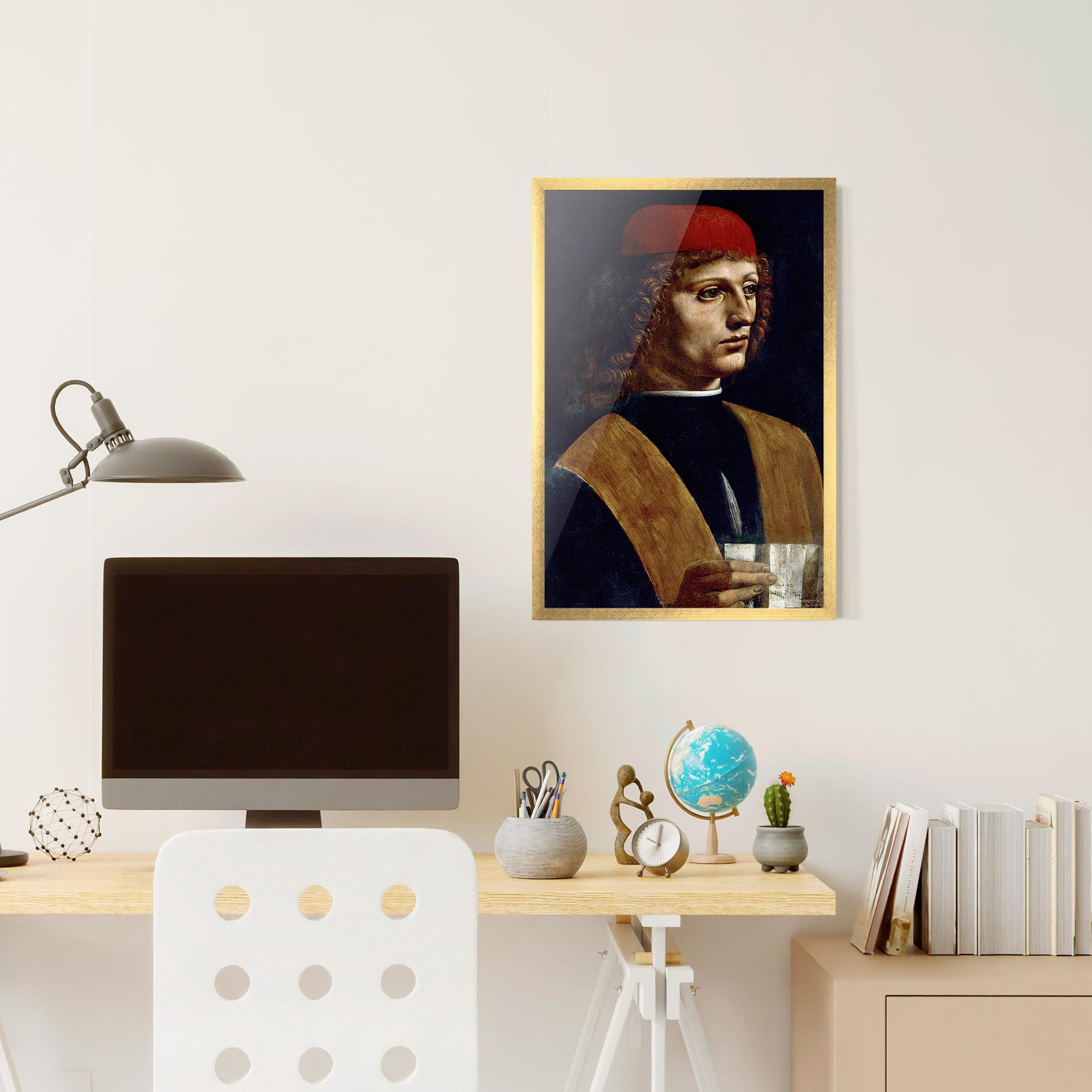 Gerahmte Poster Leonardo Da Vinci's The Portrait Of A Musician mockup 6