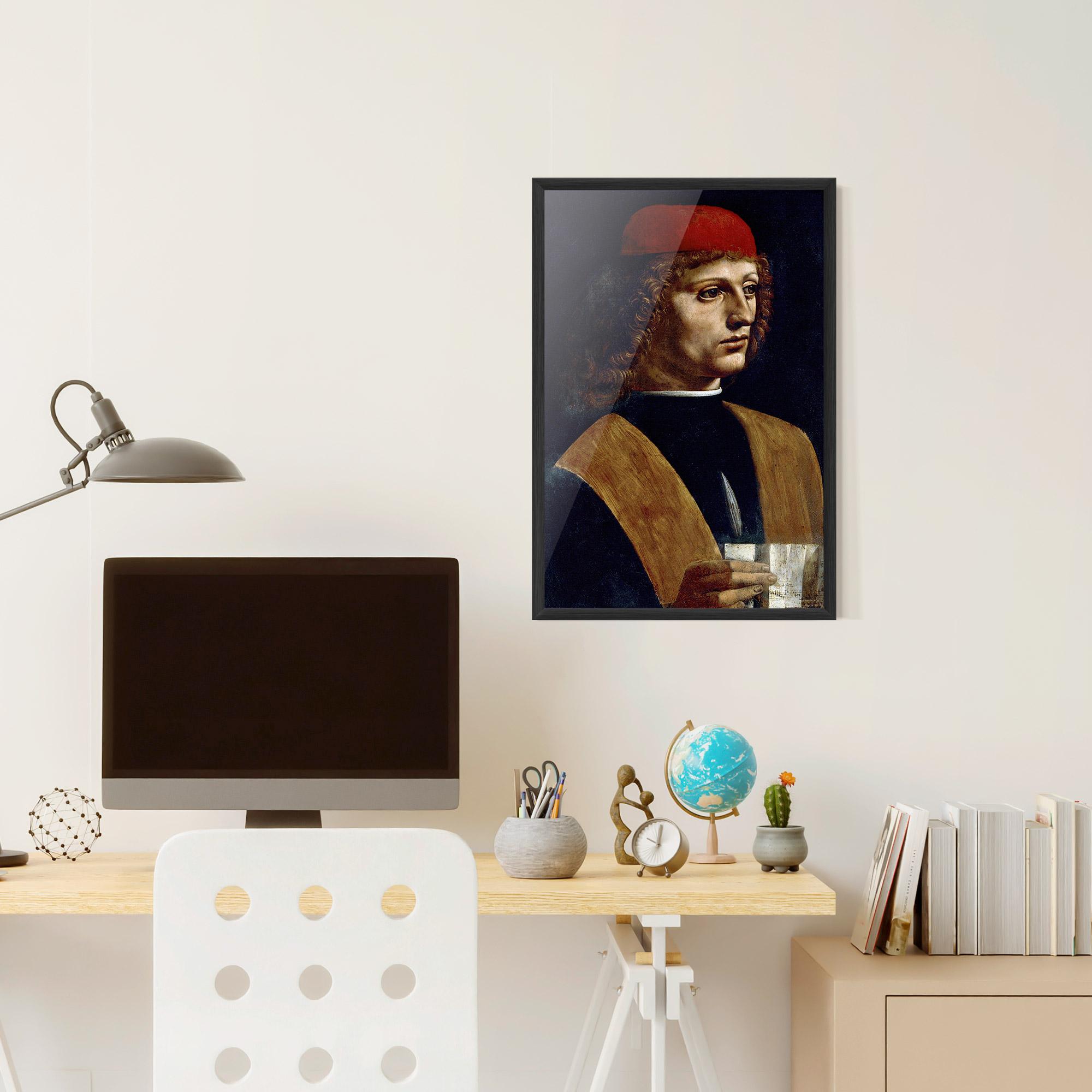 Gerahmte Poster Leonardo Da Vinci's The Portrait Of A Musician mockup 6