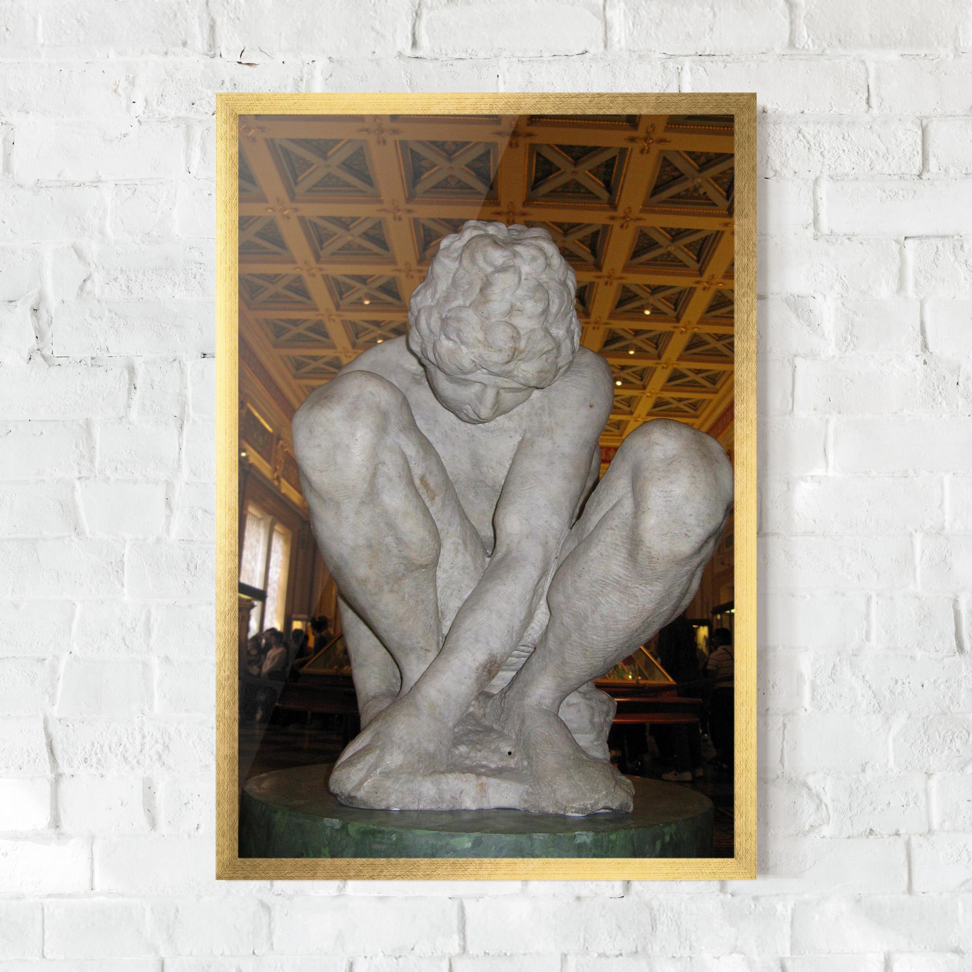 Gerahmte Poster Crouching Boy mockup 0