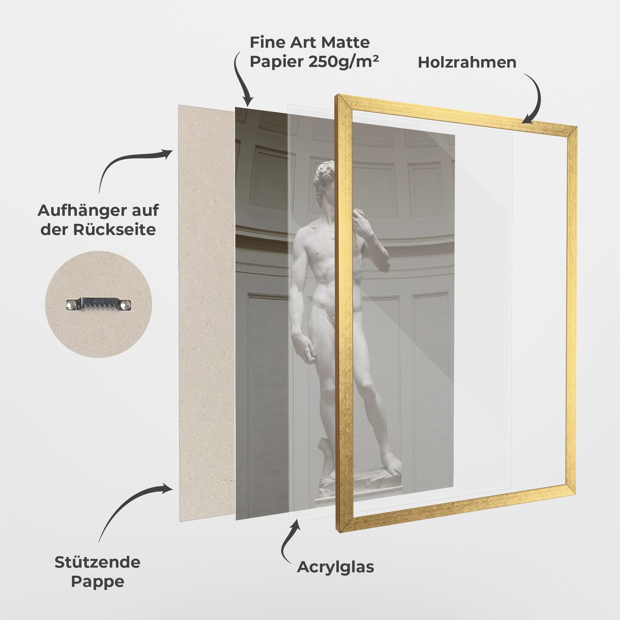 Gerahmte Poster Michelangelo Statue mockup 1