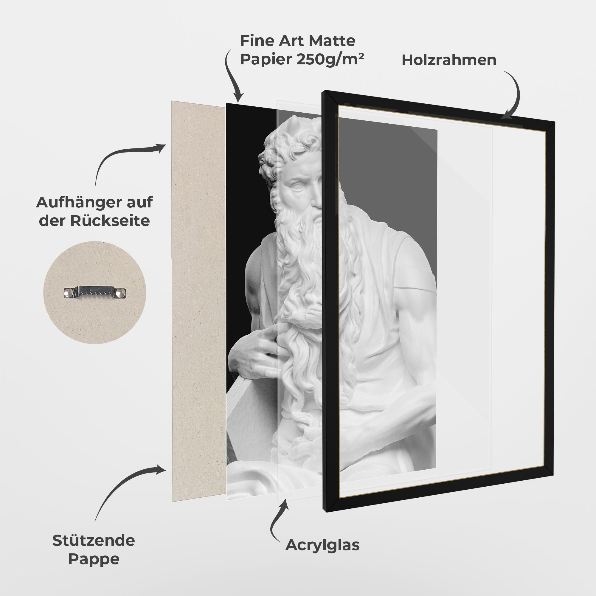 Gerahmte Poster Moses Statue mockup 1