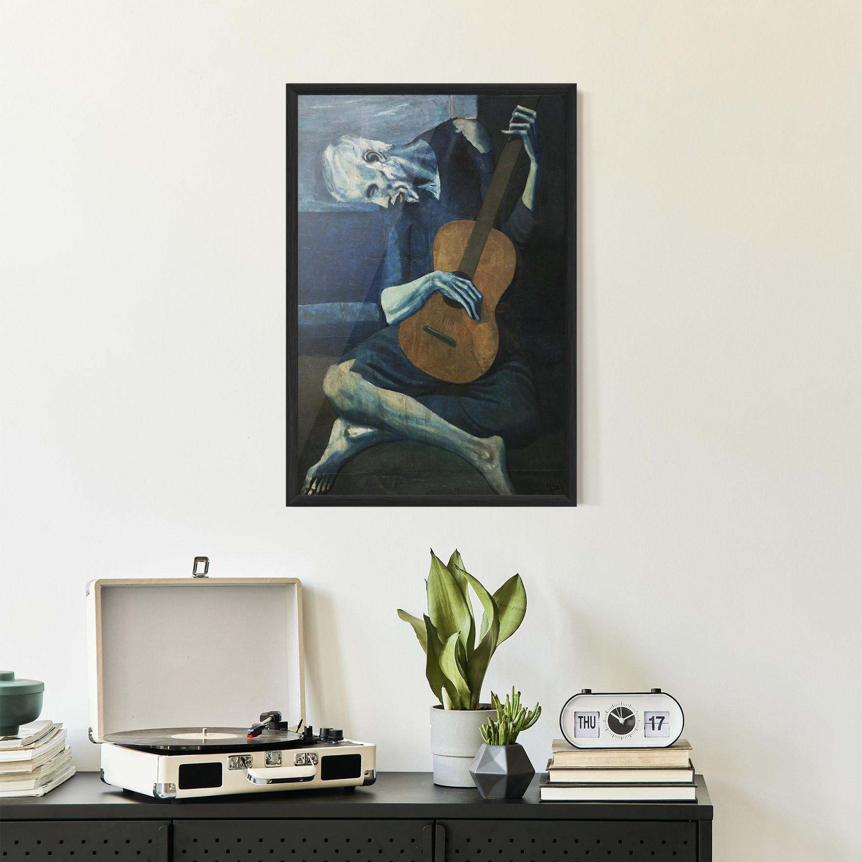 Gerahmte Poster Old Guitarist mockup 2