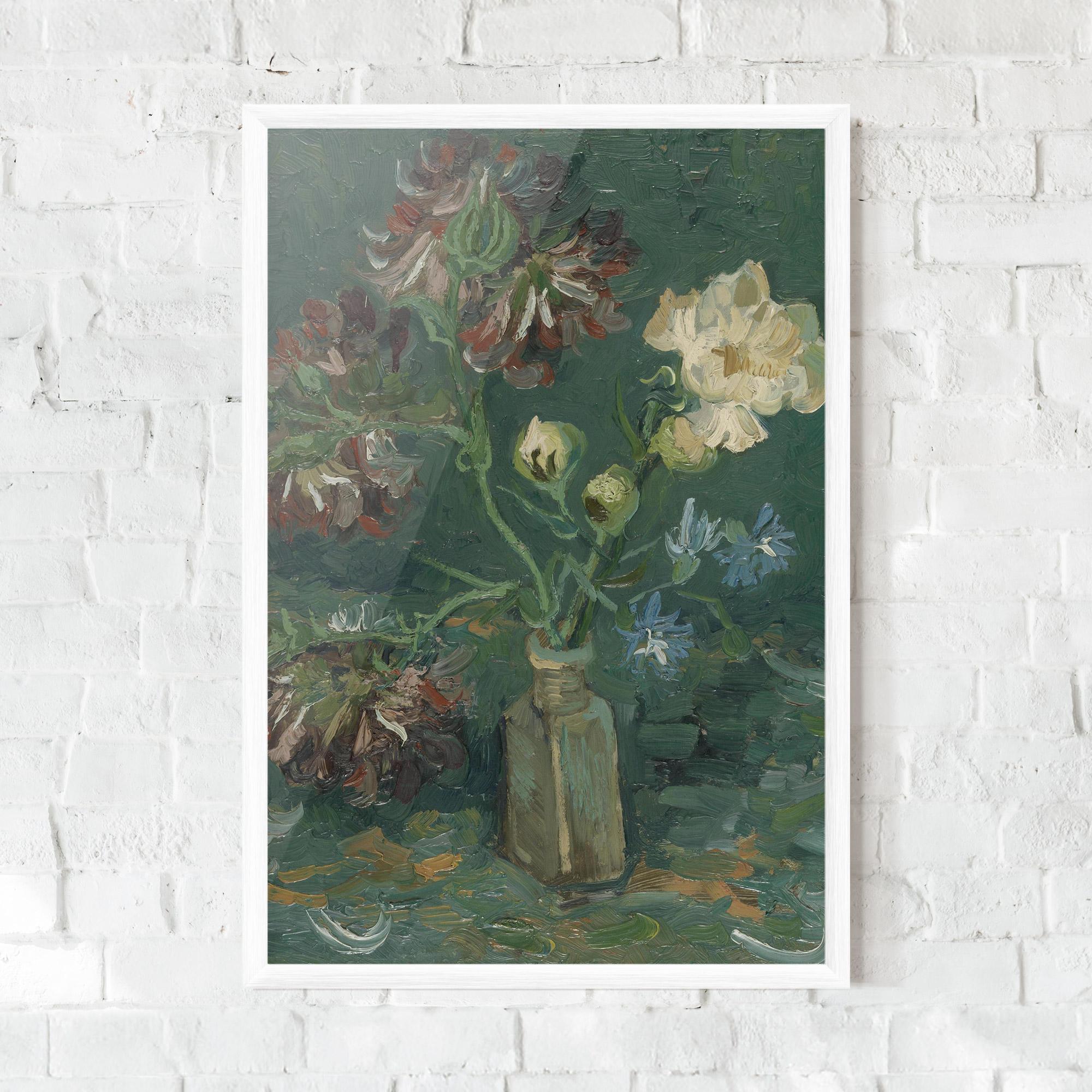 Gerahmte Poster Flesje Met Pioenrozen mockup 0