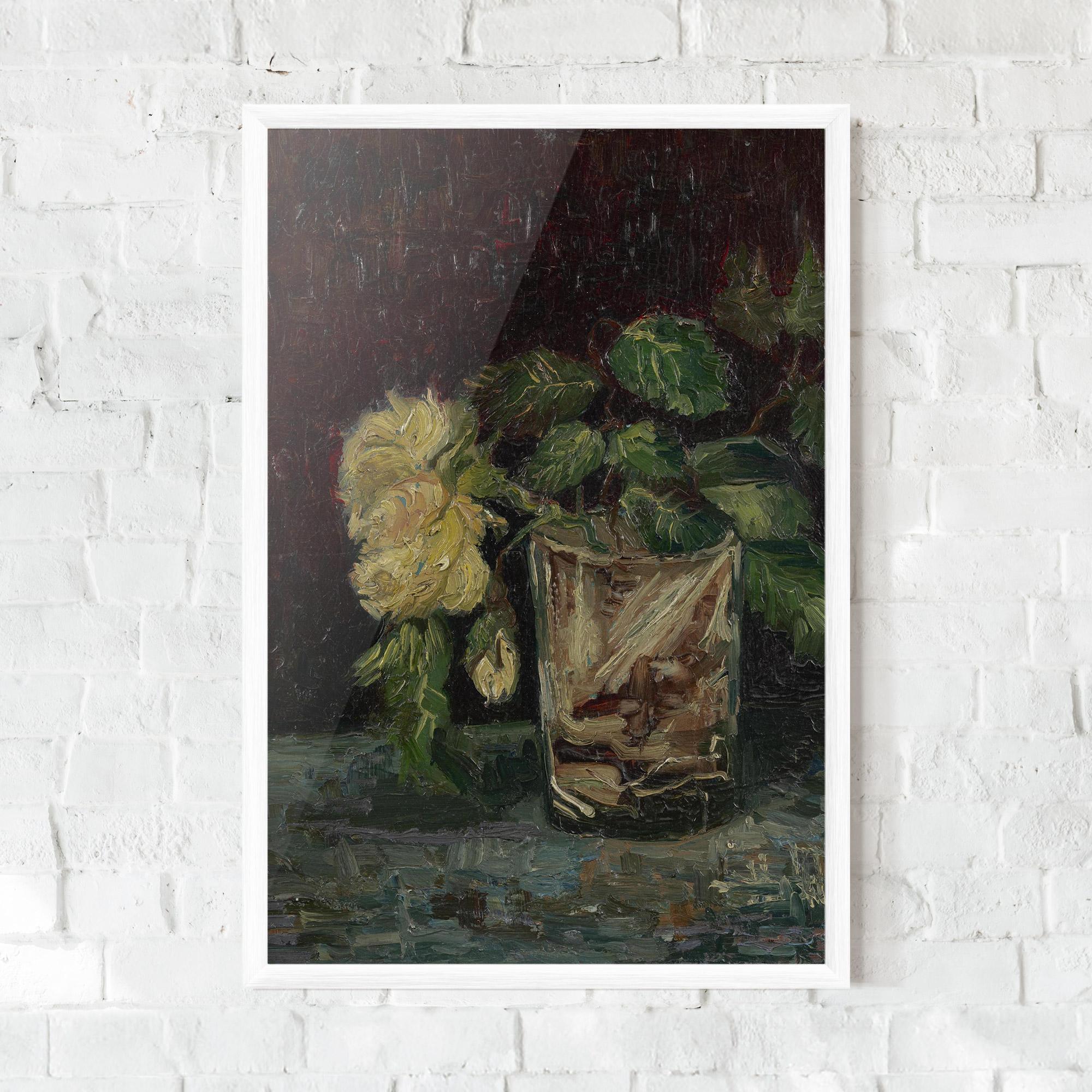 Gerahmte Poster Glas Met Gele Rozen mockup 0