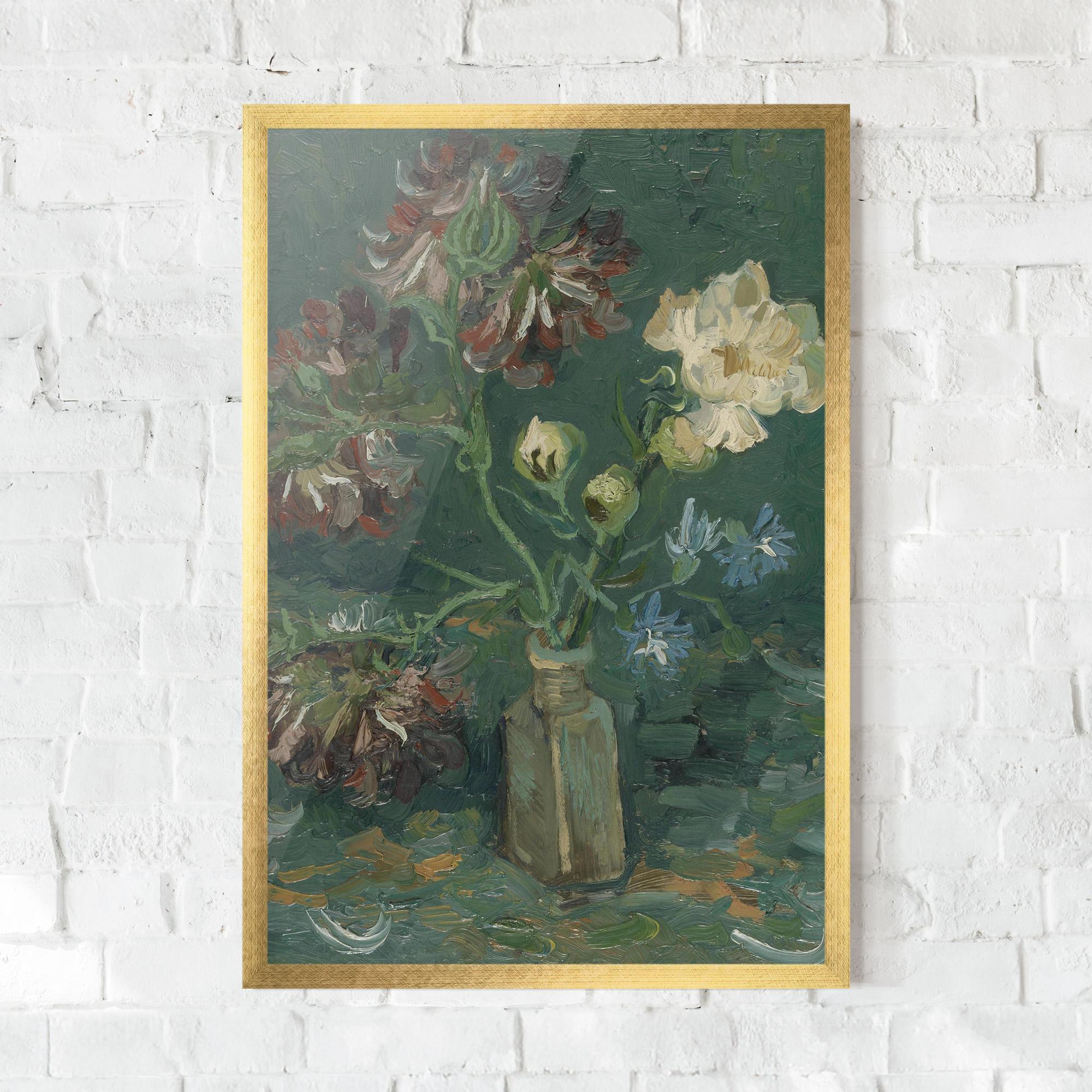 Gerahmte Poster Flesje Met Pioenrozen mockup 0