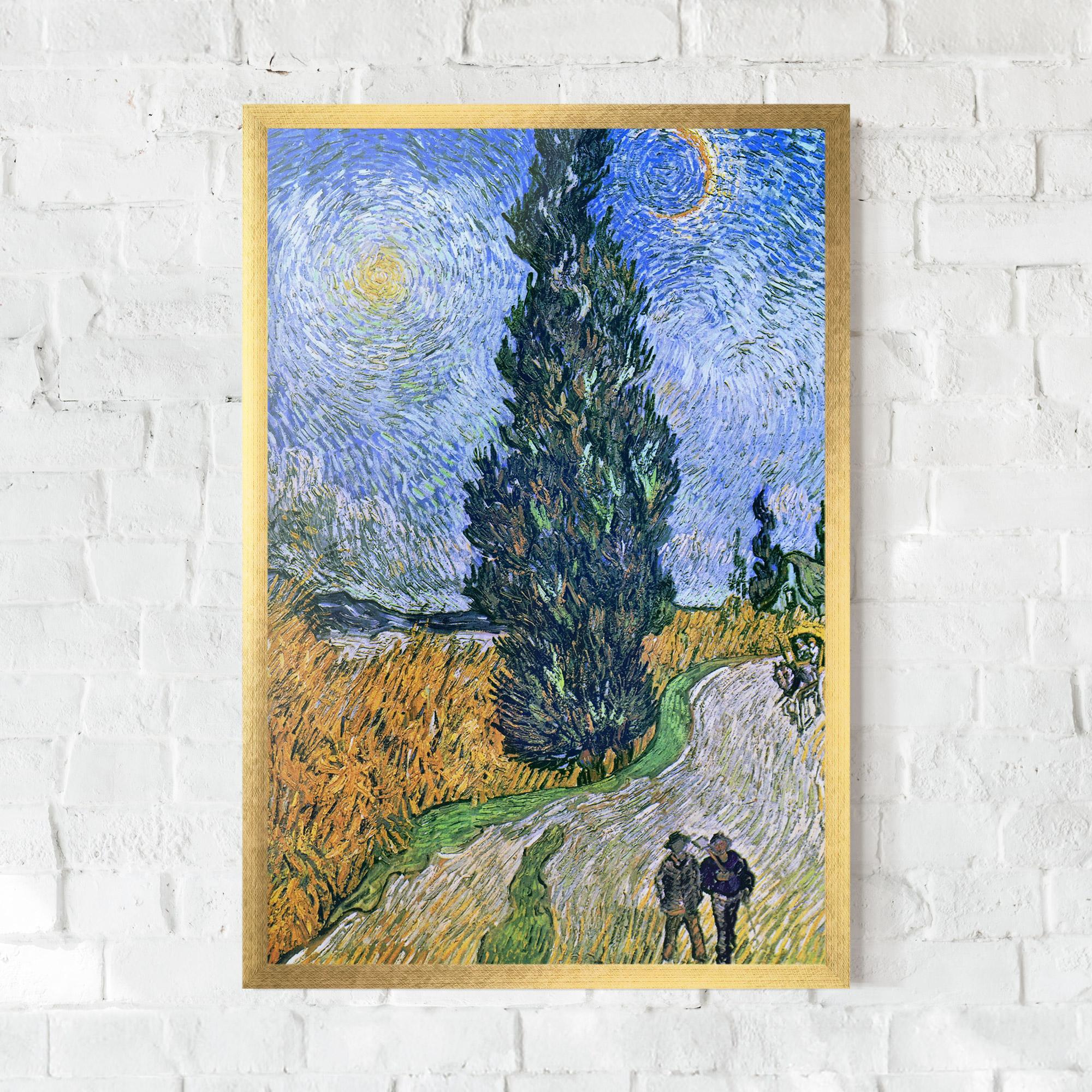 Gerahmte Poster Road With Cypress mockup 0