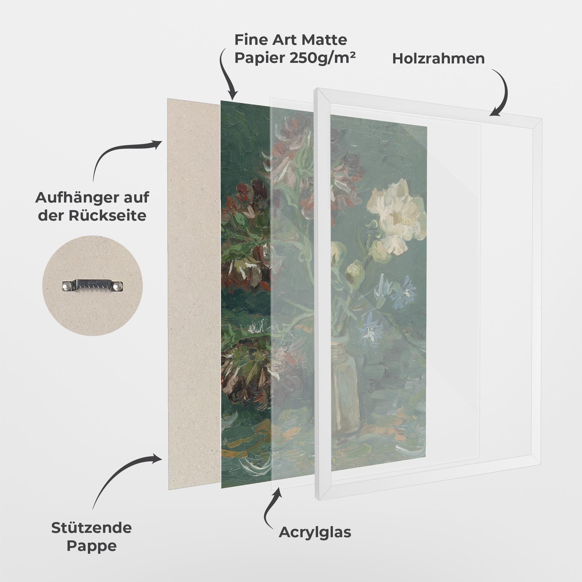 Gerahmte Poster Flesje Met Pioenrozen mockup 1