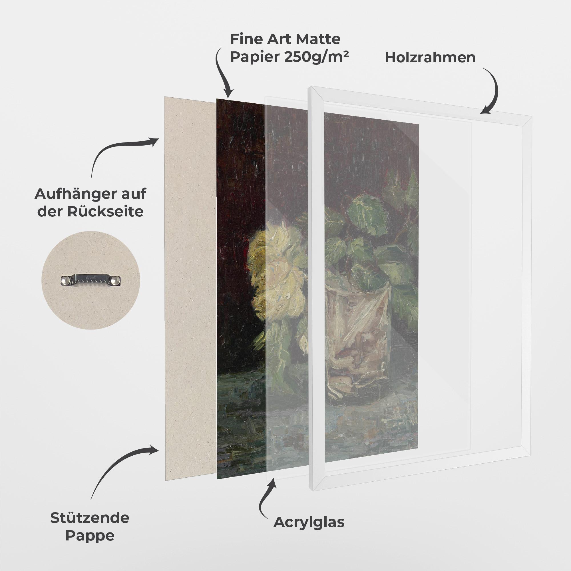 Gerahmte Poster Glas Met Gele Rozen mockup 1