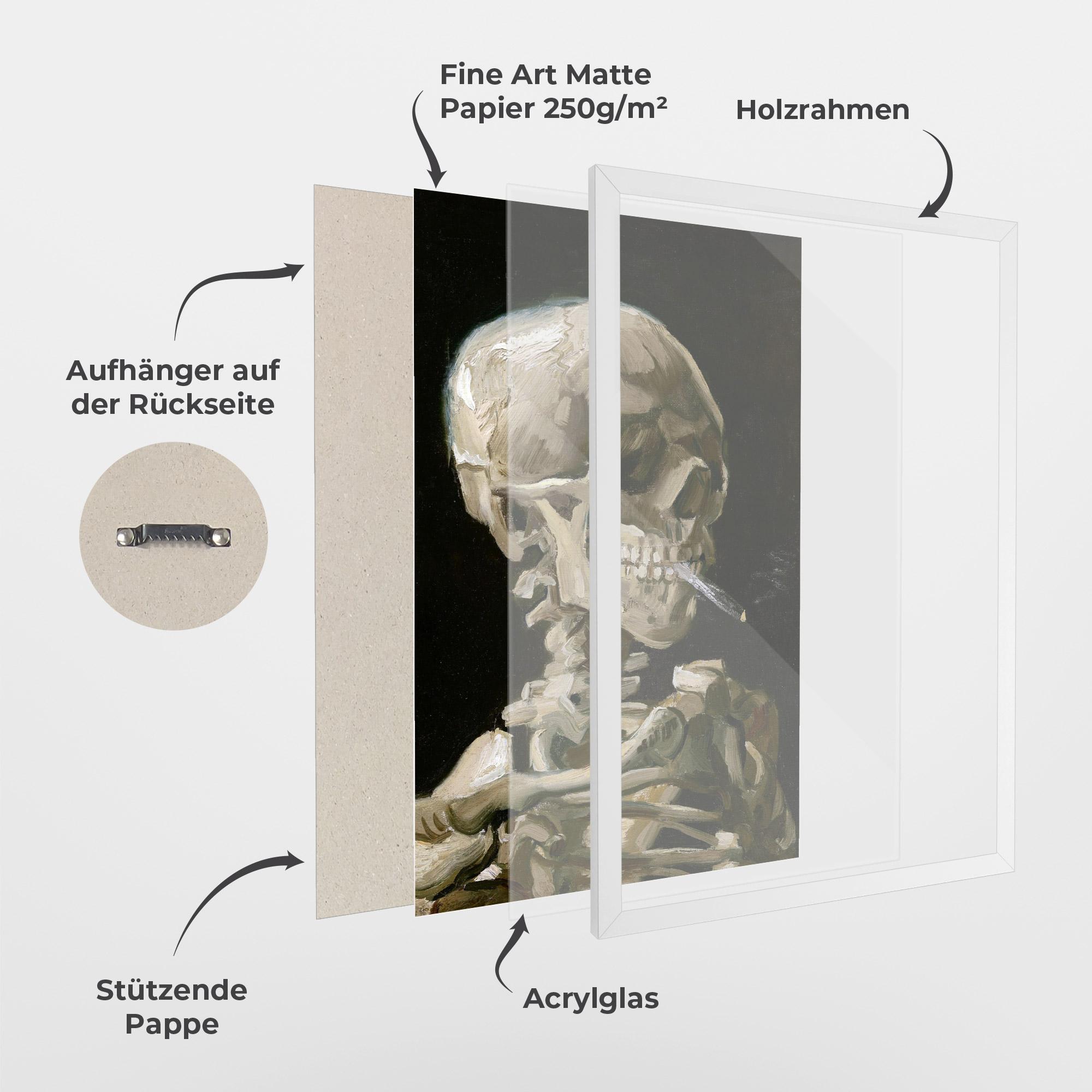 Gerahmte Poster Skeleton Cigarette mockup 1