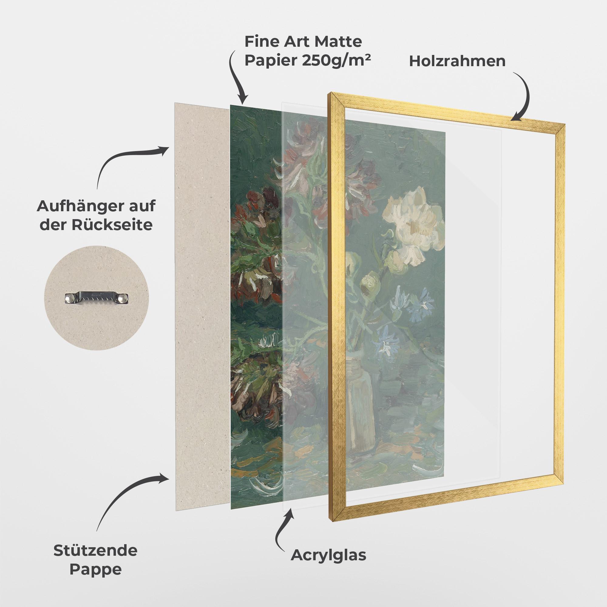 Gerahmte Poster Flesje Met Pioenrozen mockup 1