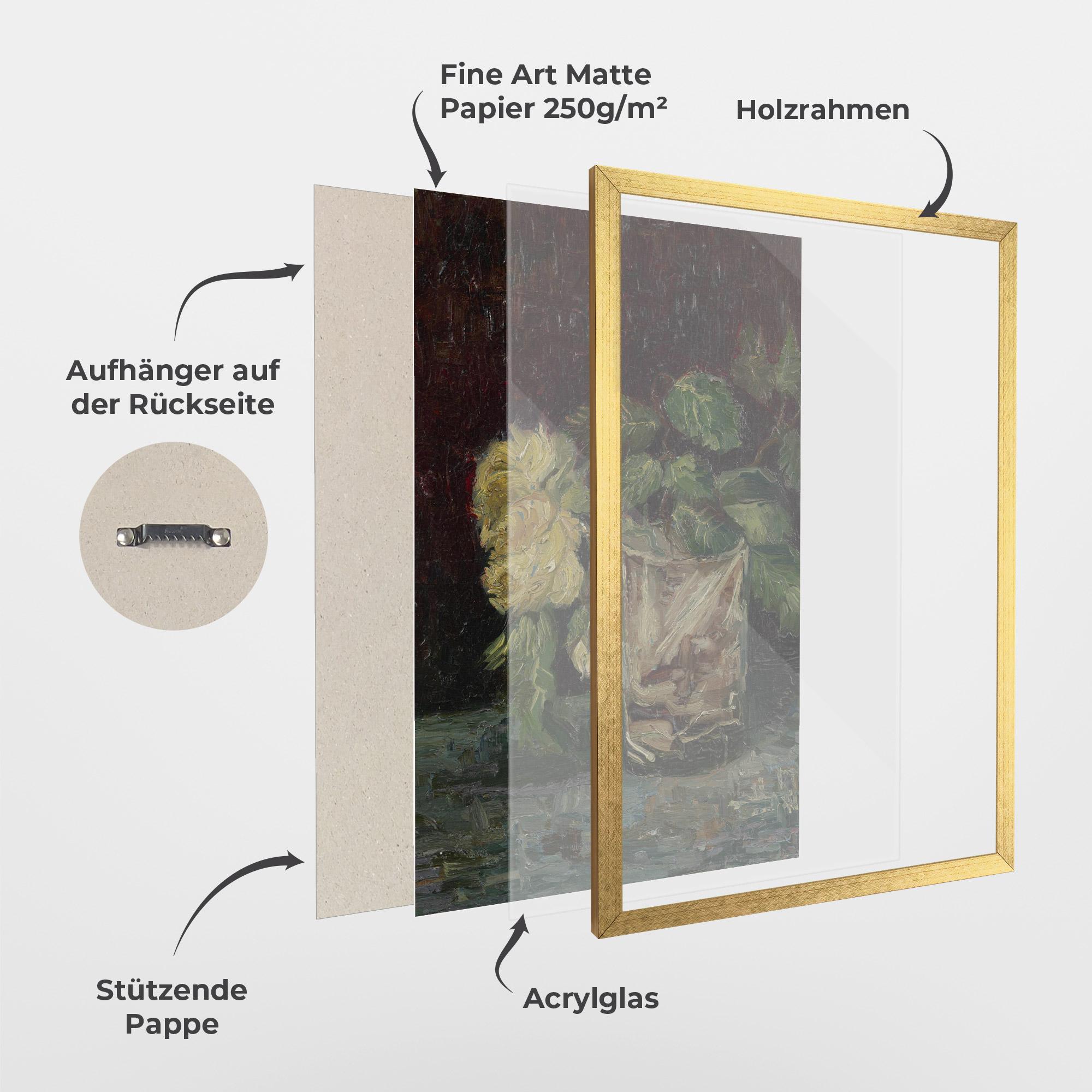 Gerahmte Poster Glas Met Gele Rozen mockup 1