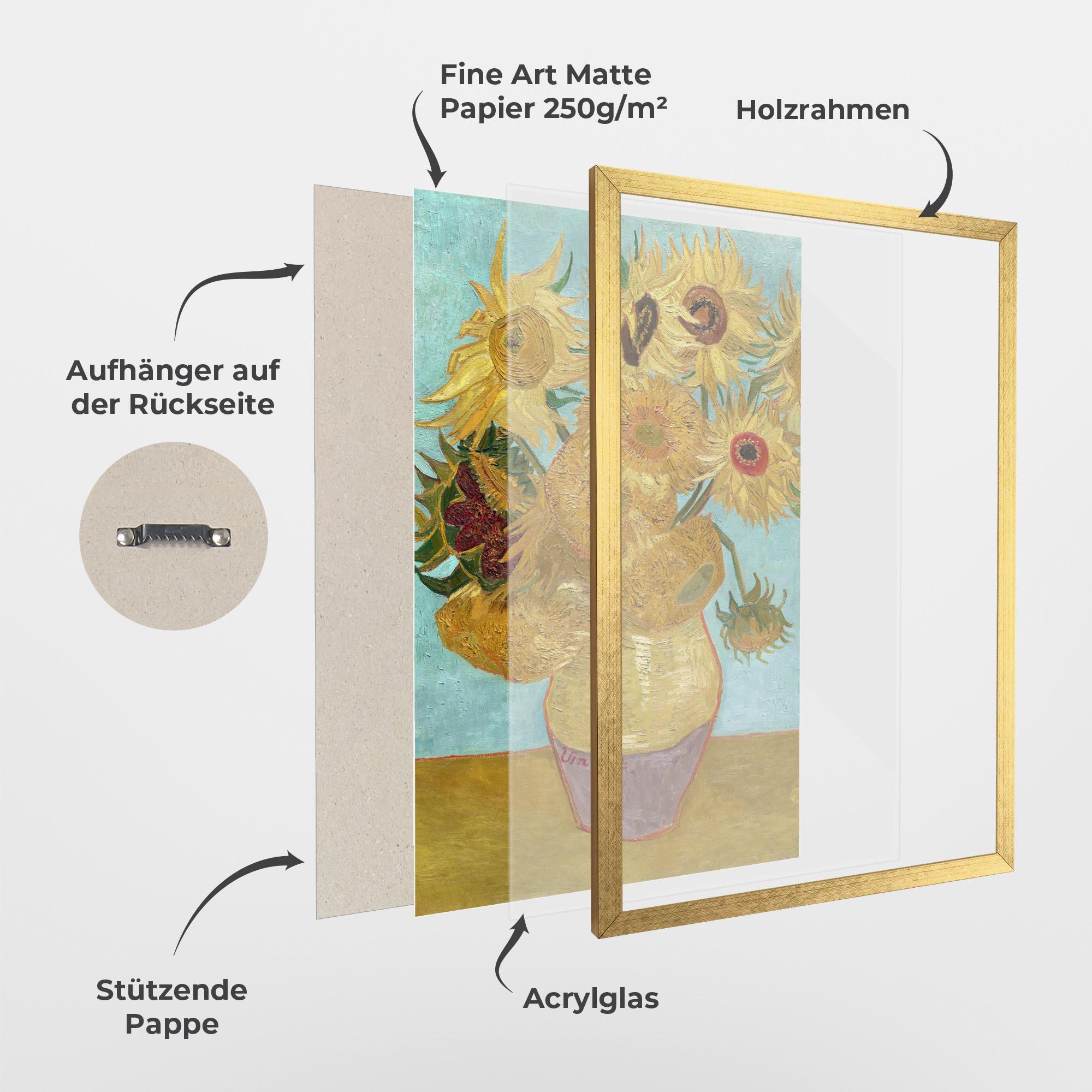 Gerahmte Poster Twelve Sunflowers mockup 1