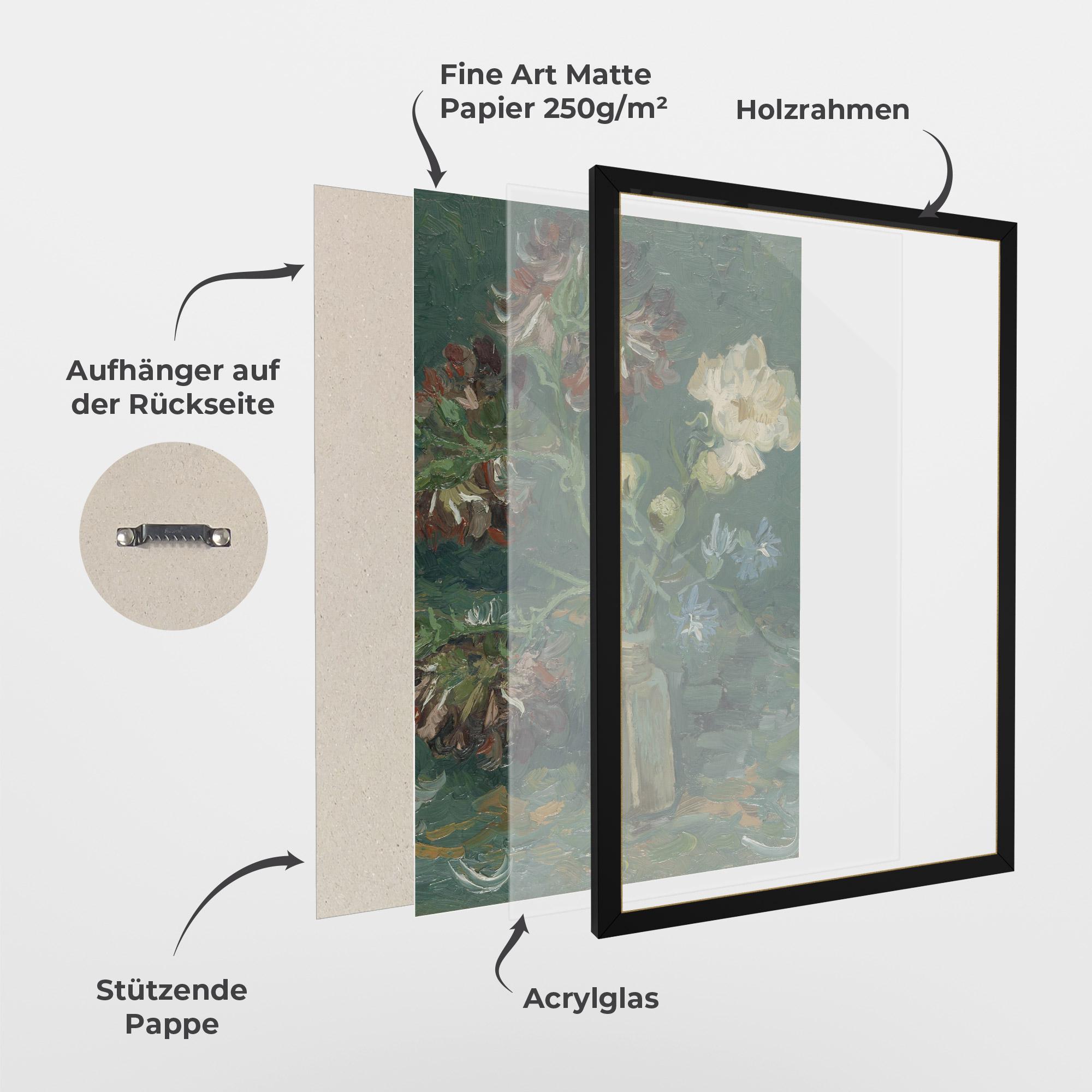 Gerahmte Poster Flesje Met Pioenrozen mockup 1