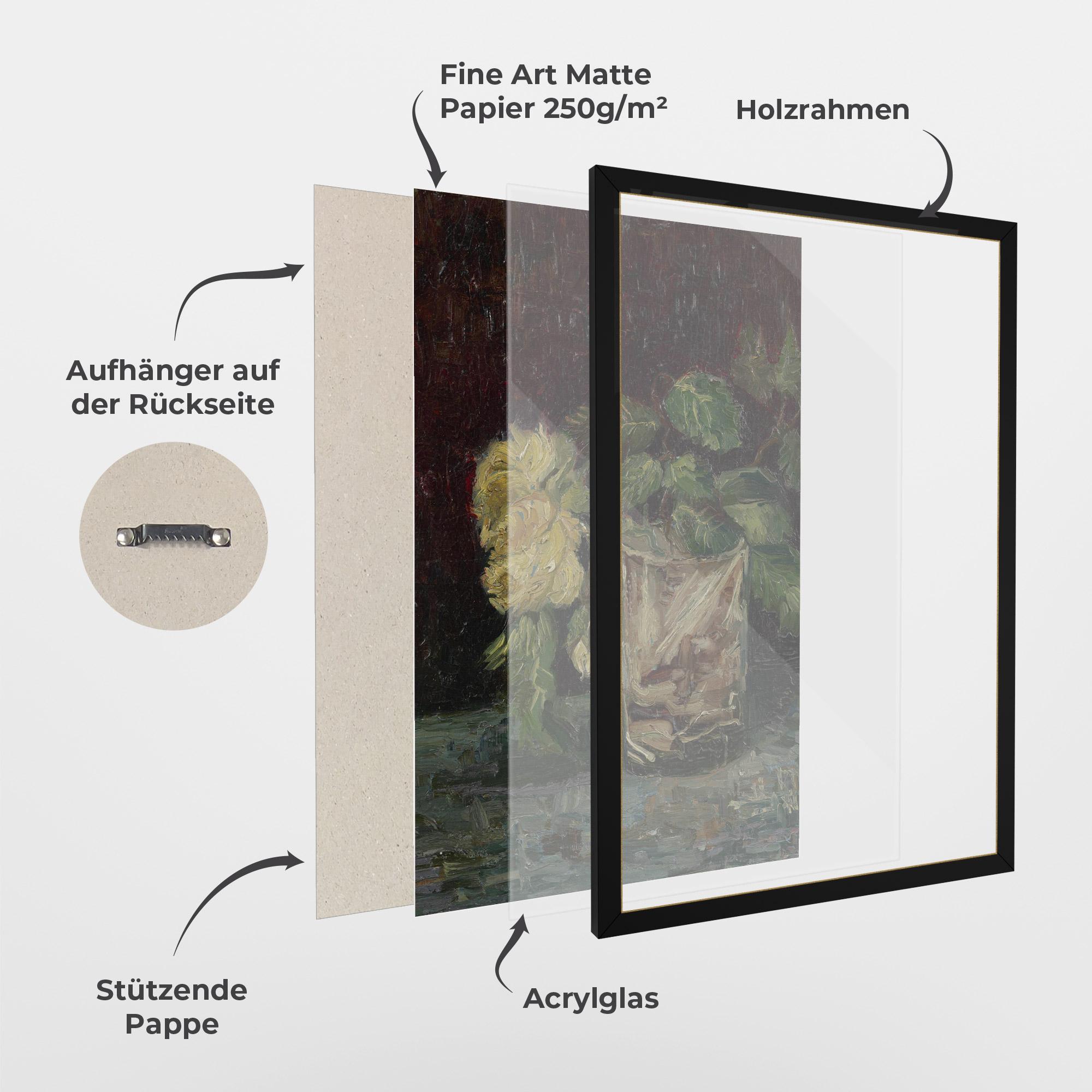 Gerahmte Poster Glas Met Gele Rozen mockup 1