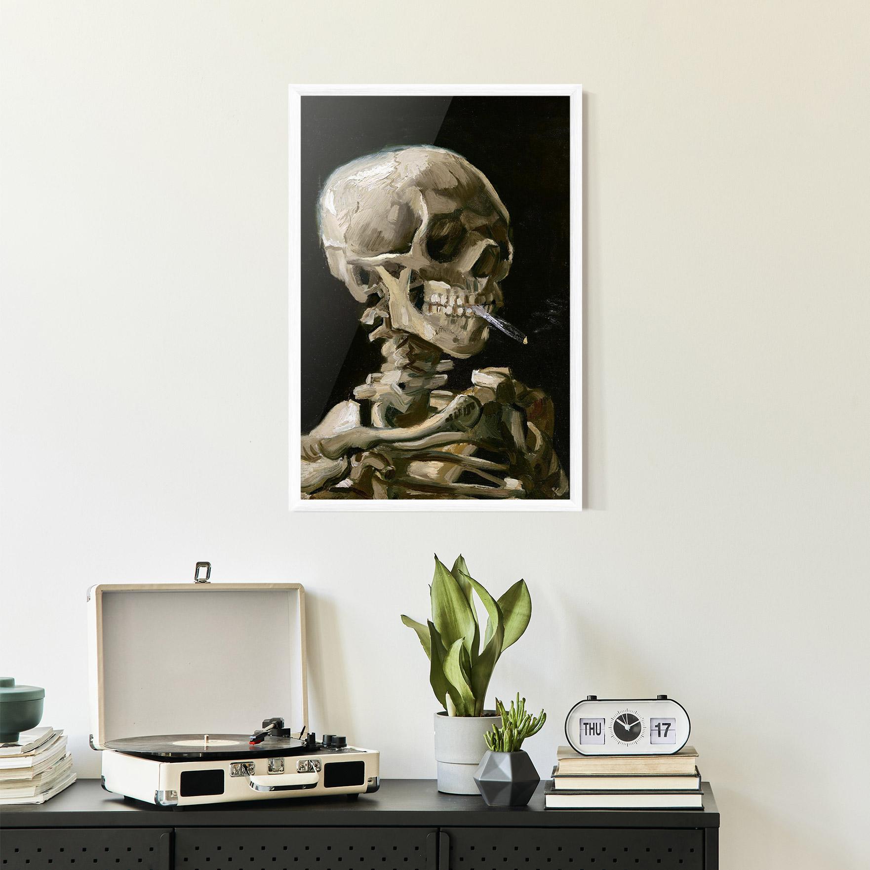 Gerahmte Poster Skeleton Cigarette mockup 2