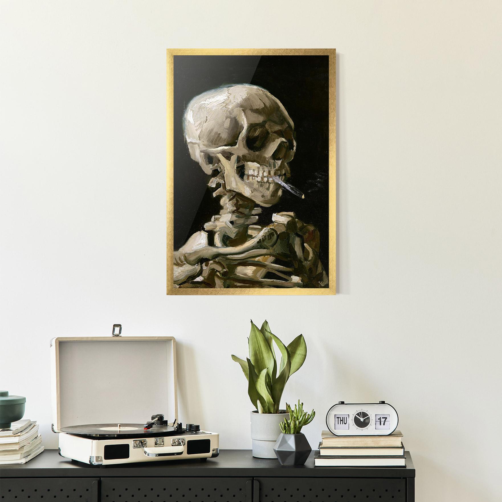 Gerahmte Poster Skeleton Cigarette mockup 2