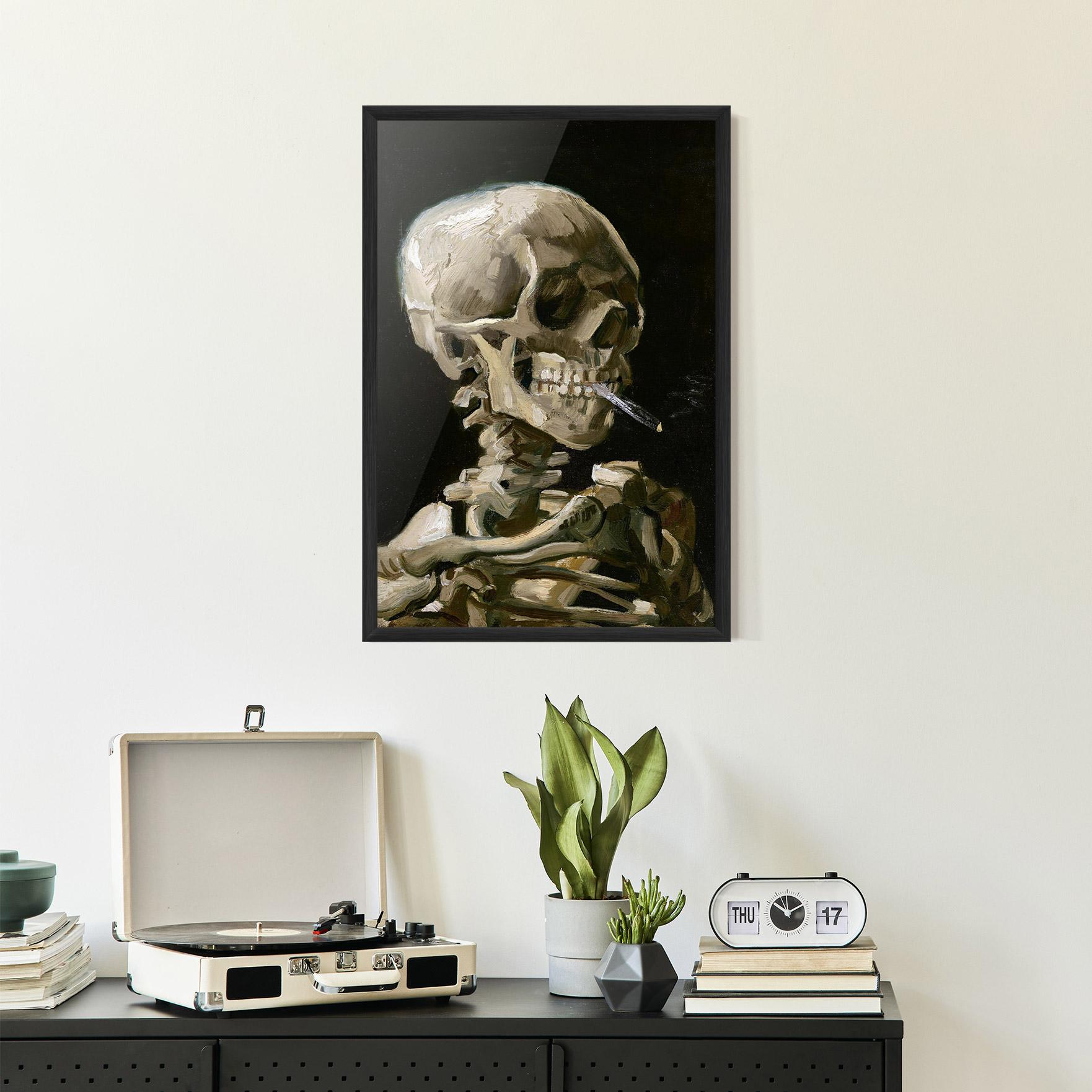 Gerahmte Poster Skeleton Cigarette mockup 2