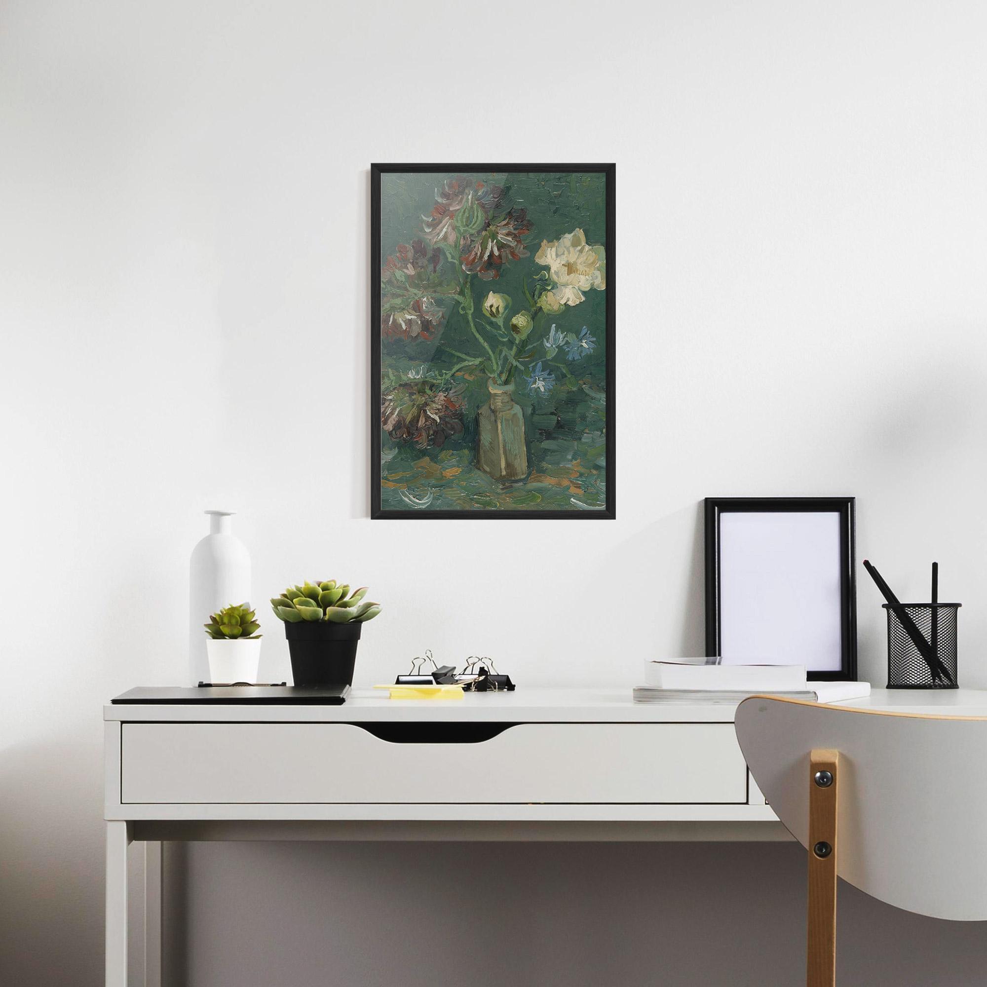 Gerahmte Poster Flesje Met Pioenrozen mockup 7