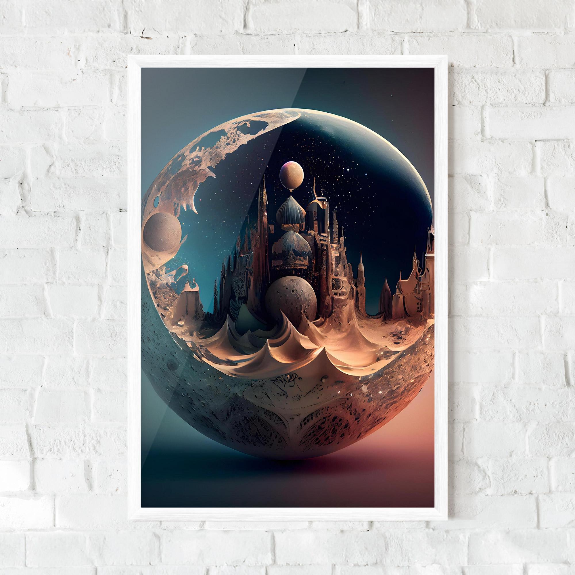 Gerahmte Poster Fantasy Planet Castle mockup 0