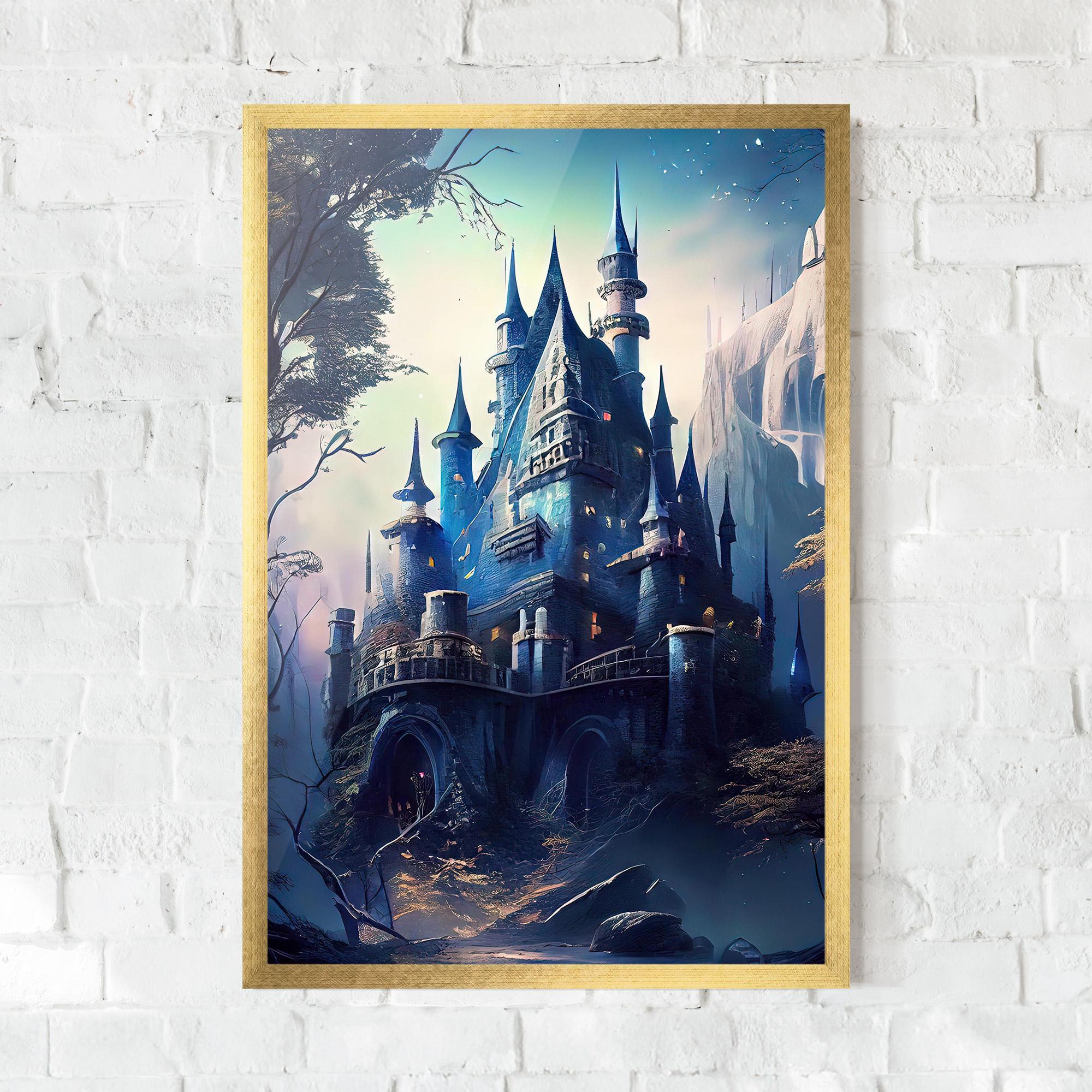 Gerahmte Poster Blue Art Castle mockup 0