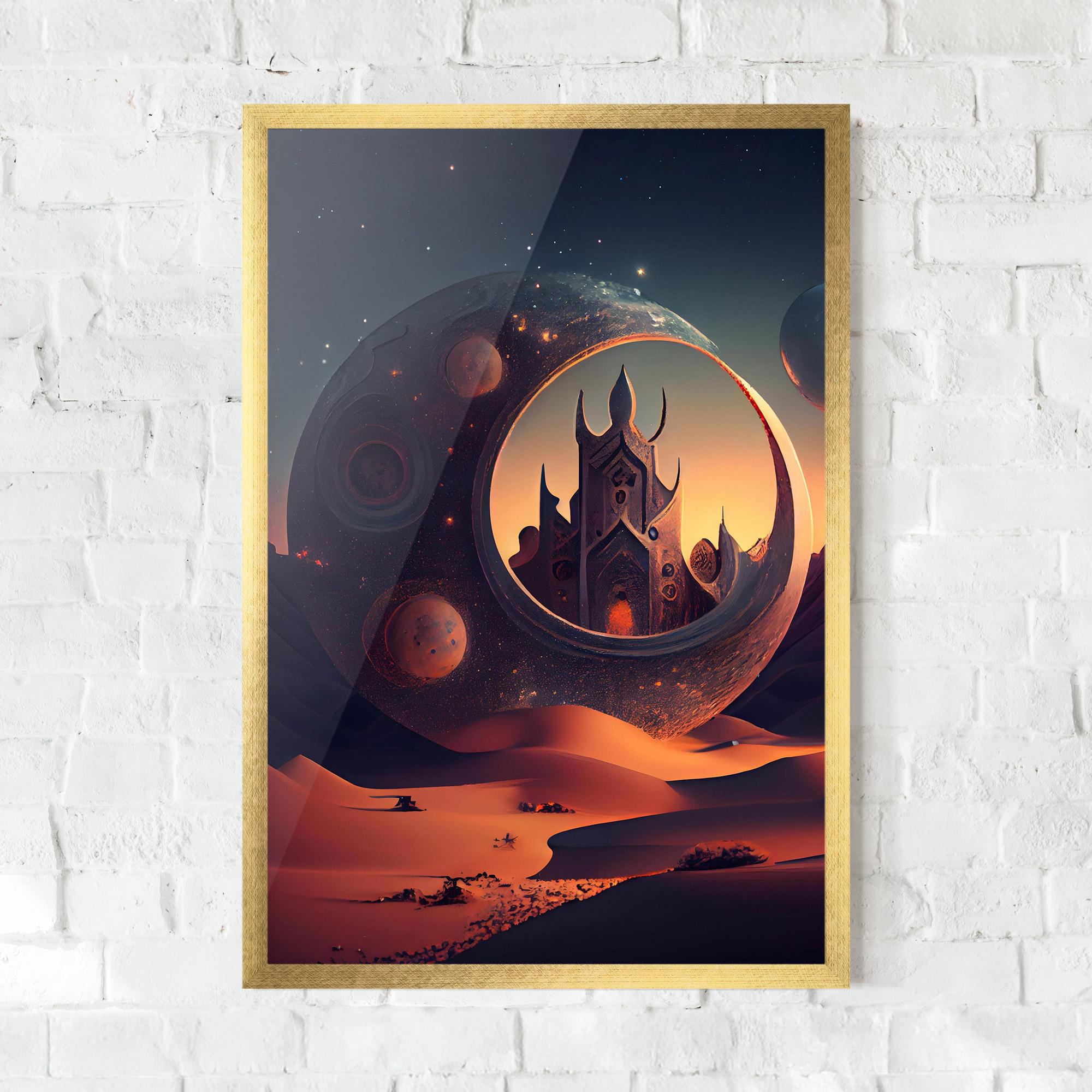 Gerahmte Poster Fantasy Desert Castle mockup 0