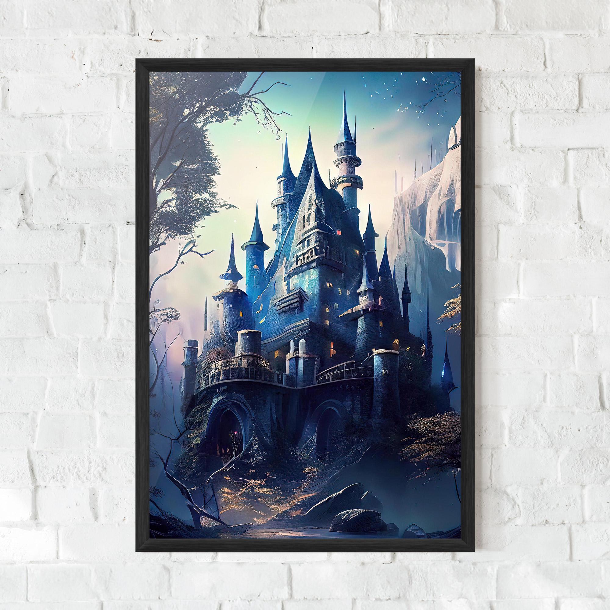 Gerahmte Poster Blue Art Castle mockup 0