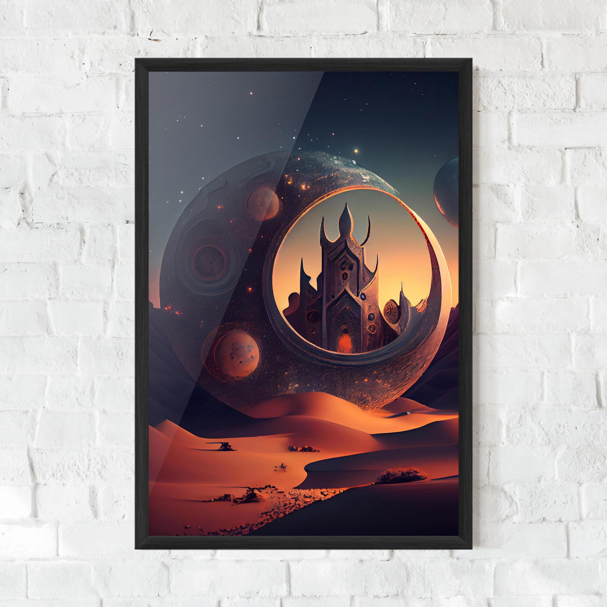 Gerahmte Poster Fantasy Desert Castle mockup 0