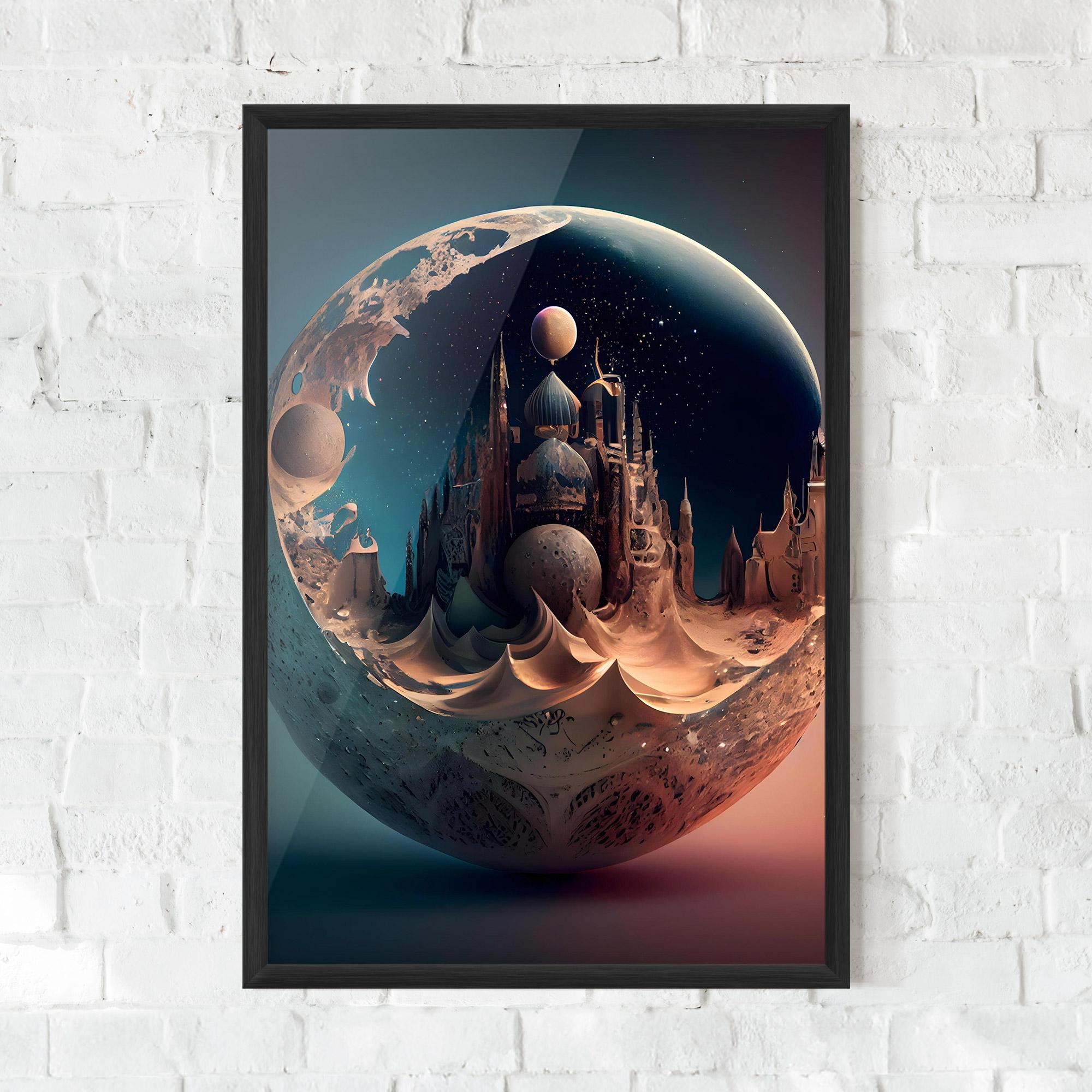 Gerahmte Poster Fantasy Planet Castle mockup 0