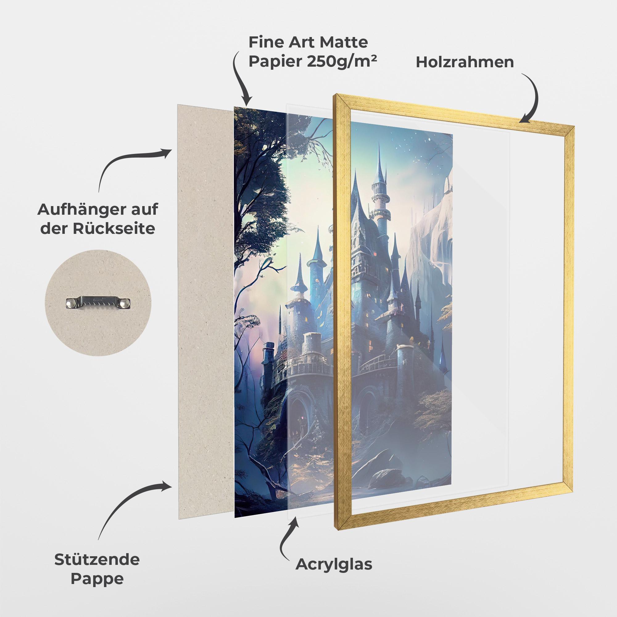 Gerahmte Poster Blue Art Castle mockup 1