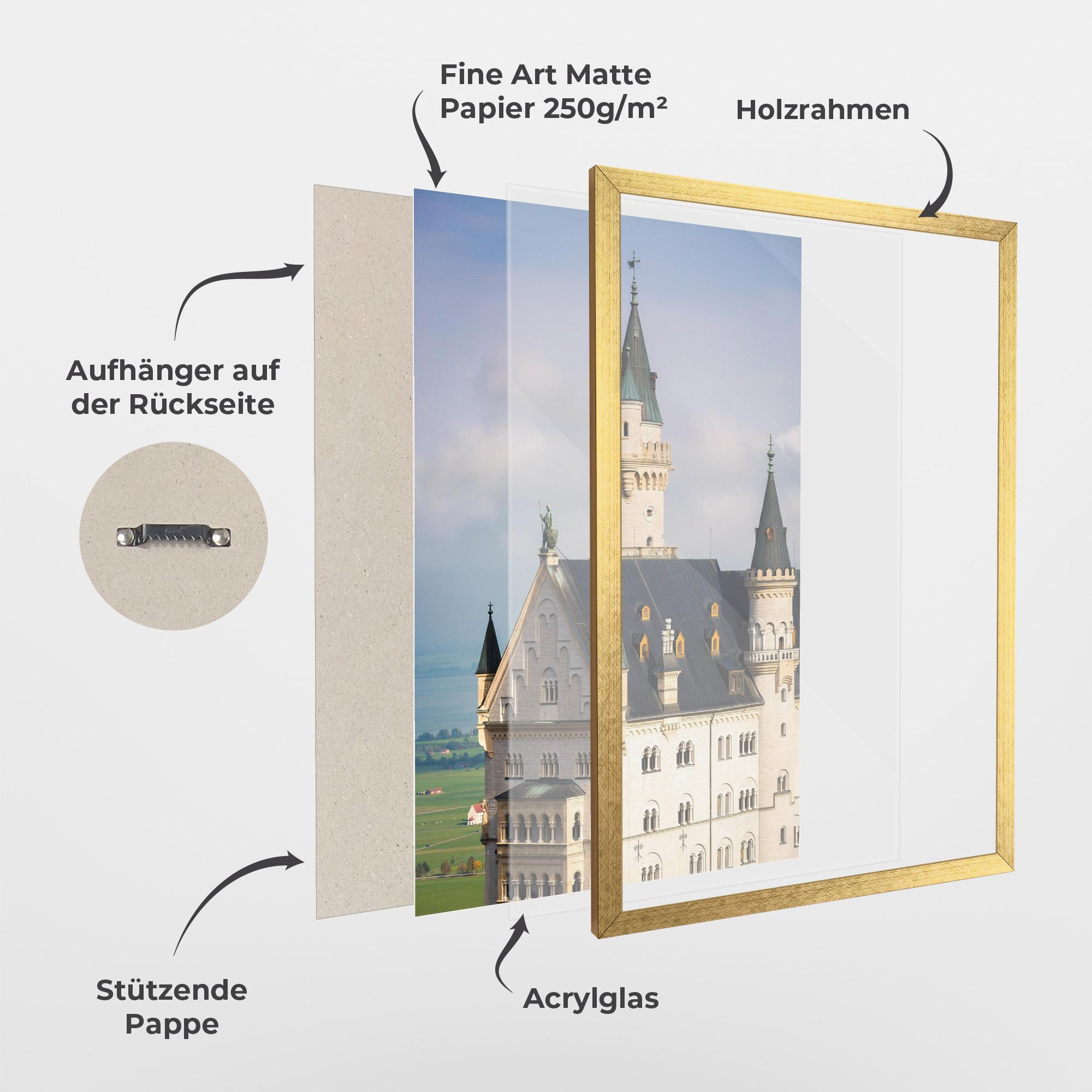 Gerahmte Poster Neuschwanstein Castle View mockup 1
