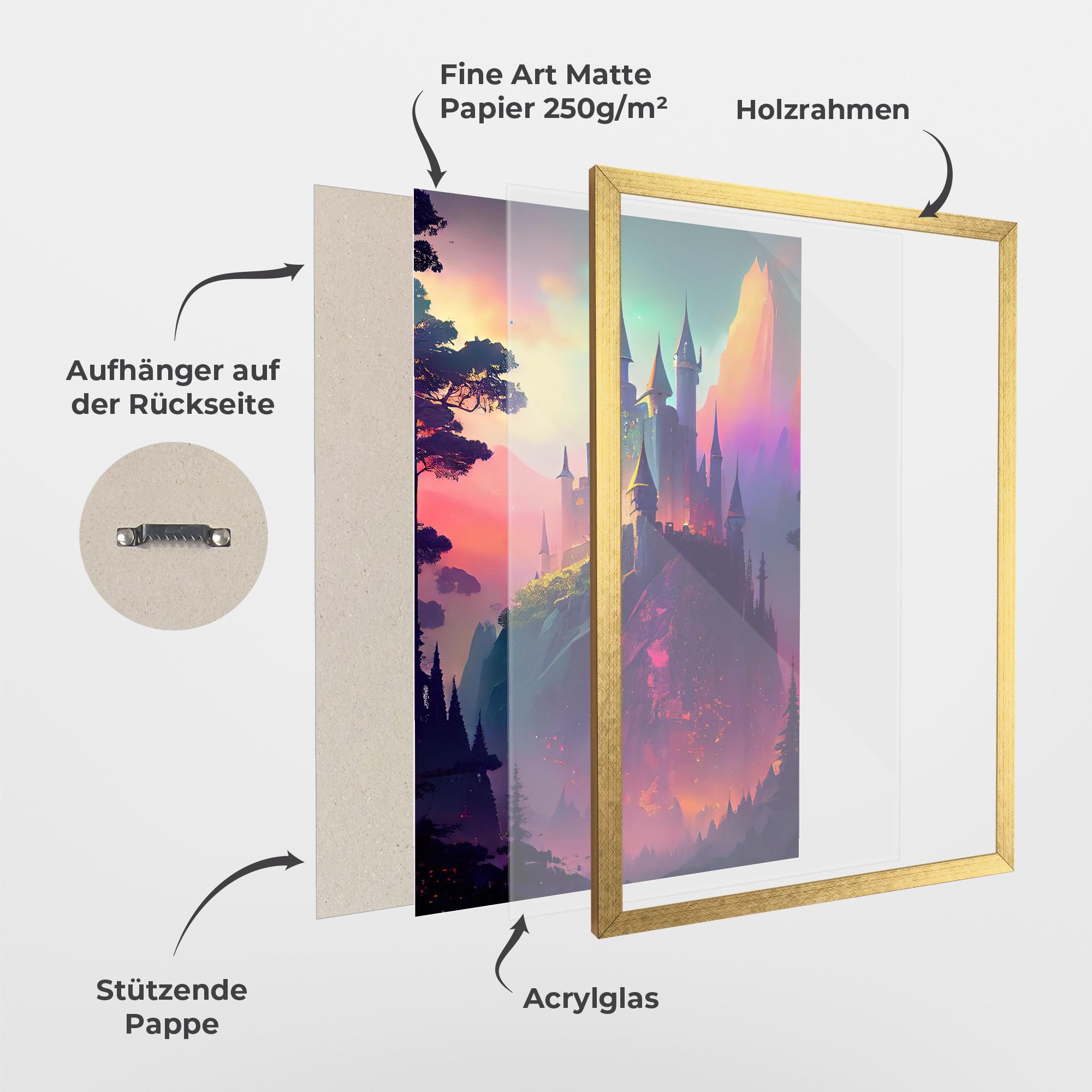 Gerahmte Poster Purple Orange Castle mockup 1